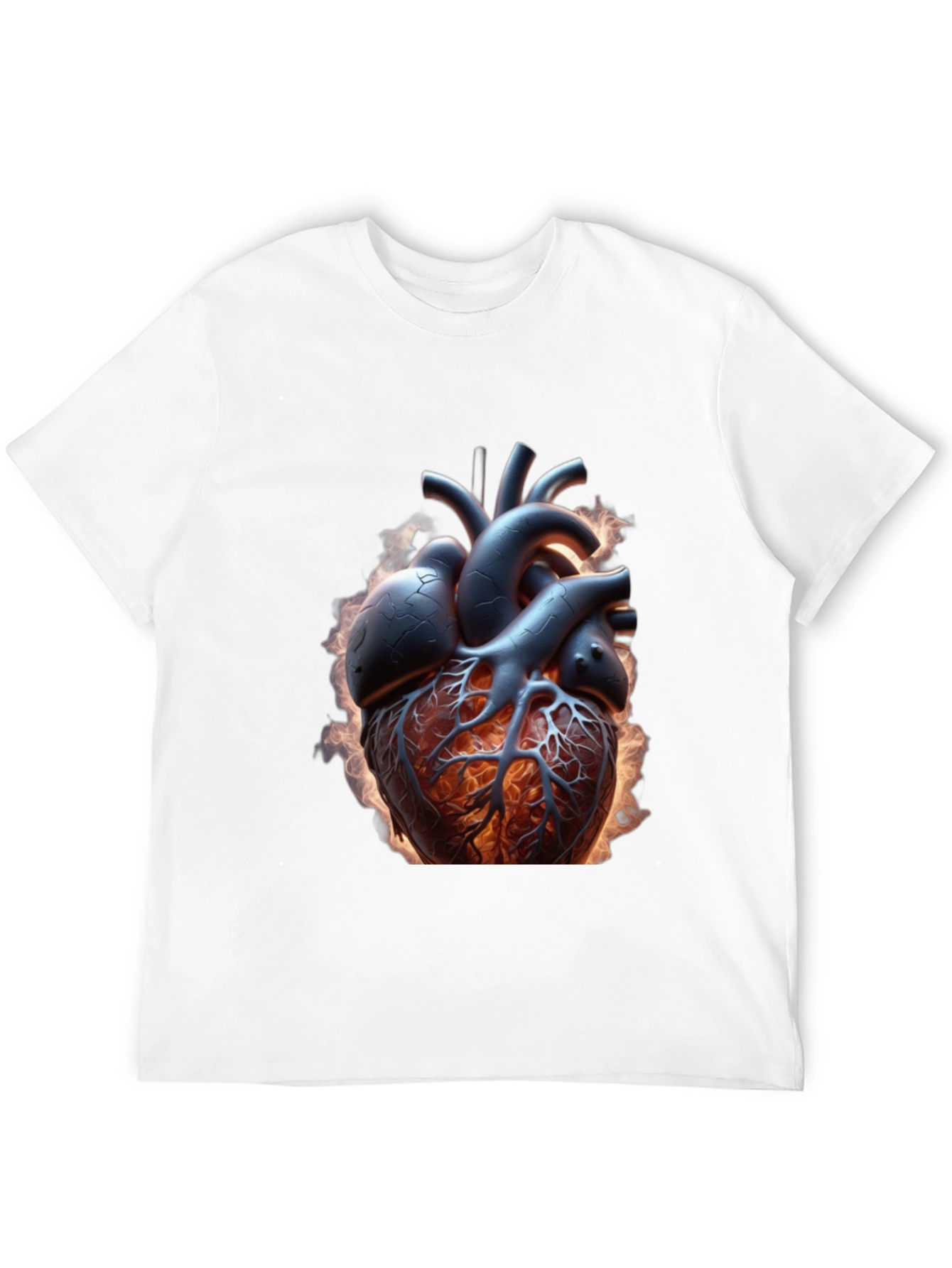 Fiery Heart Graphic Tee - Bold Anatomical Design