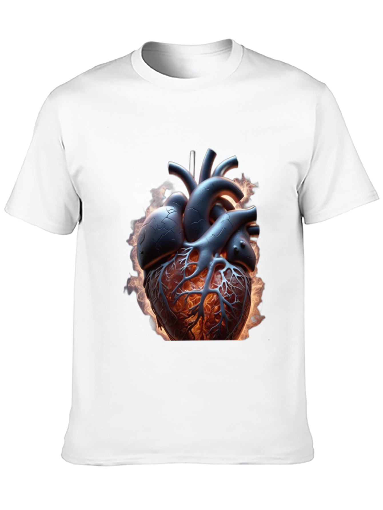 Fiery Heart Graphic Tee - Bold Anatomical Design