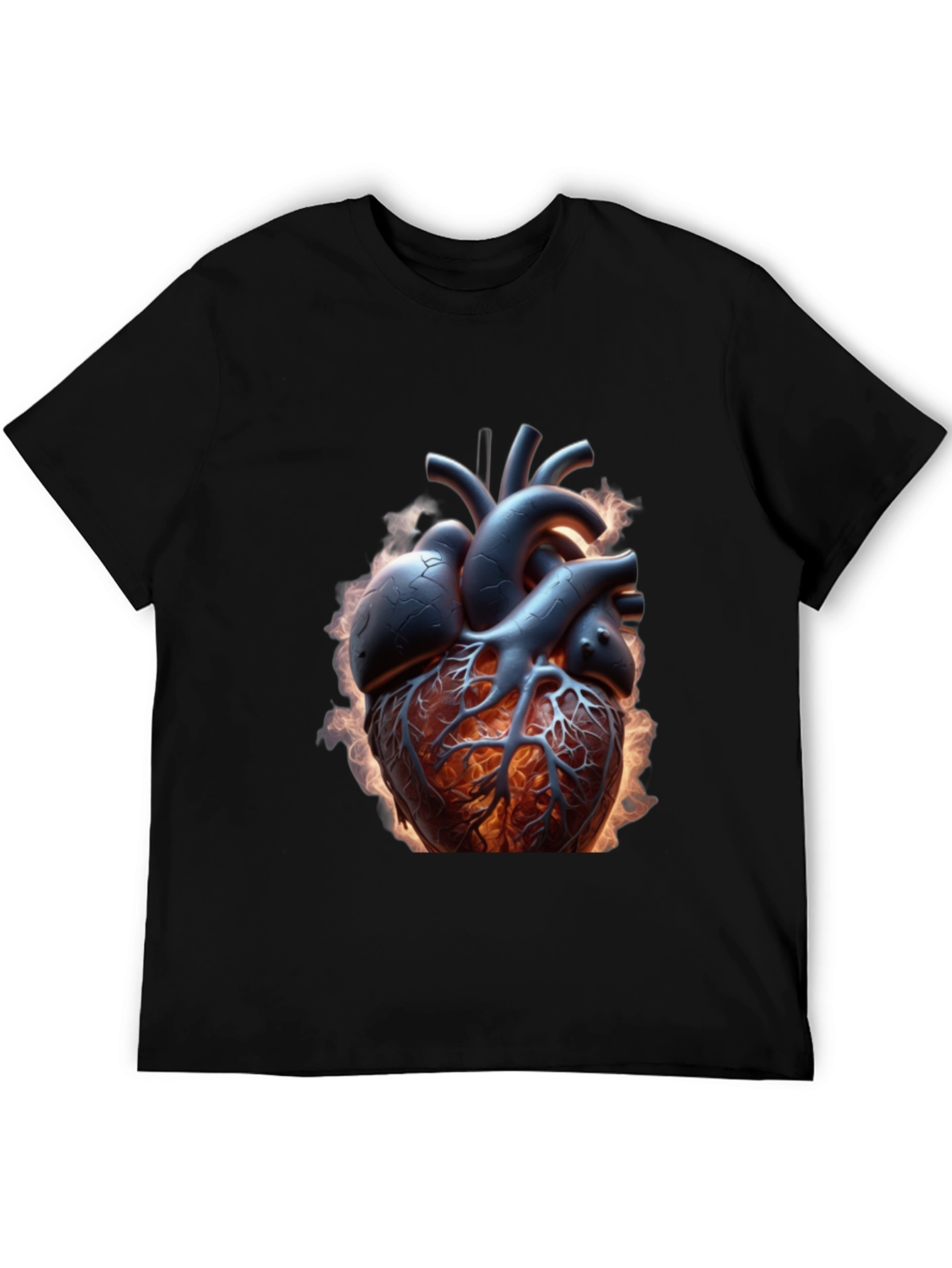 Fiery Heart Graphic Tee - Bold Anatomical Design