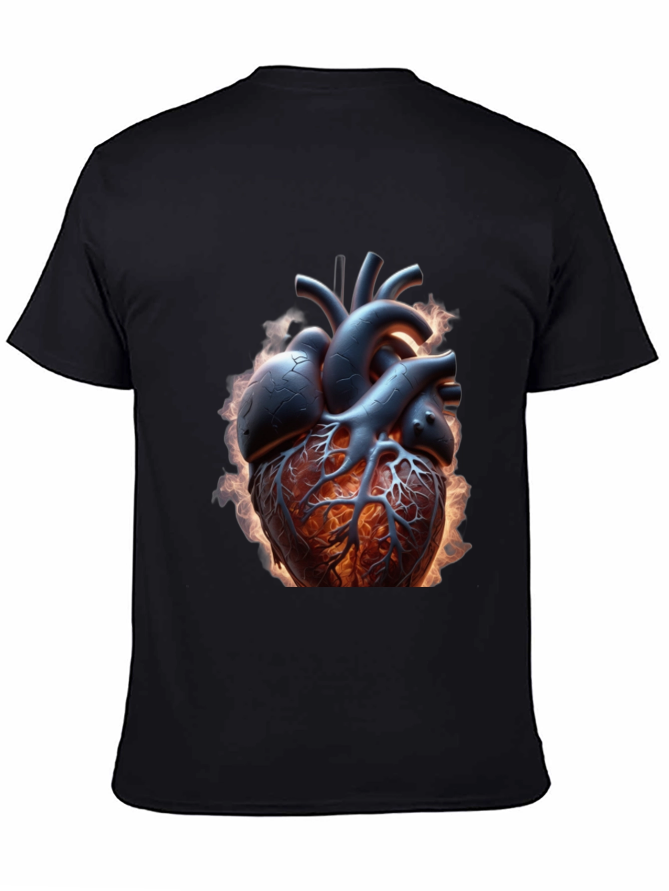 Fiery Heart Graphic Tee - Bold Anatomical Design
