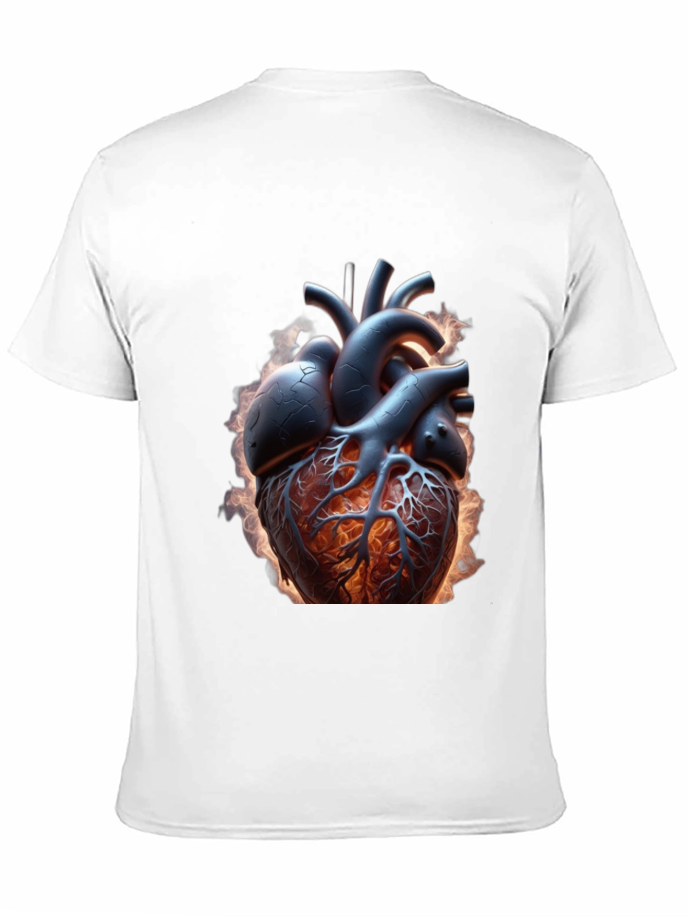 Fiery Heart Graphic Tee - Bold Anatomical Design