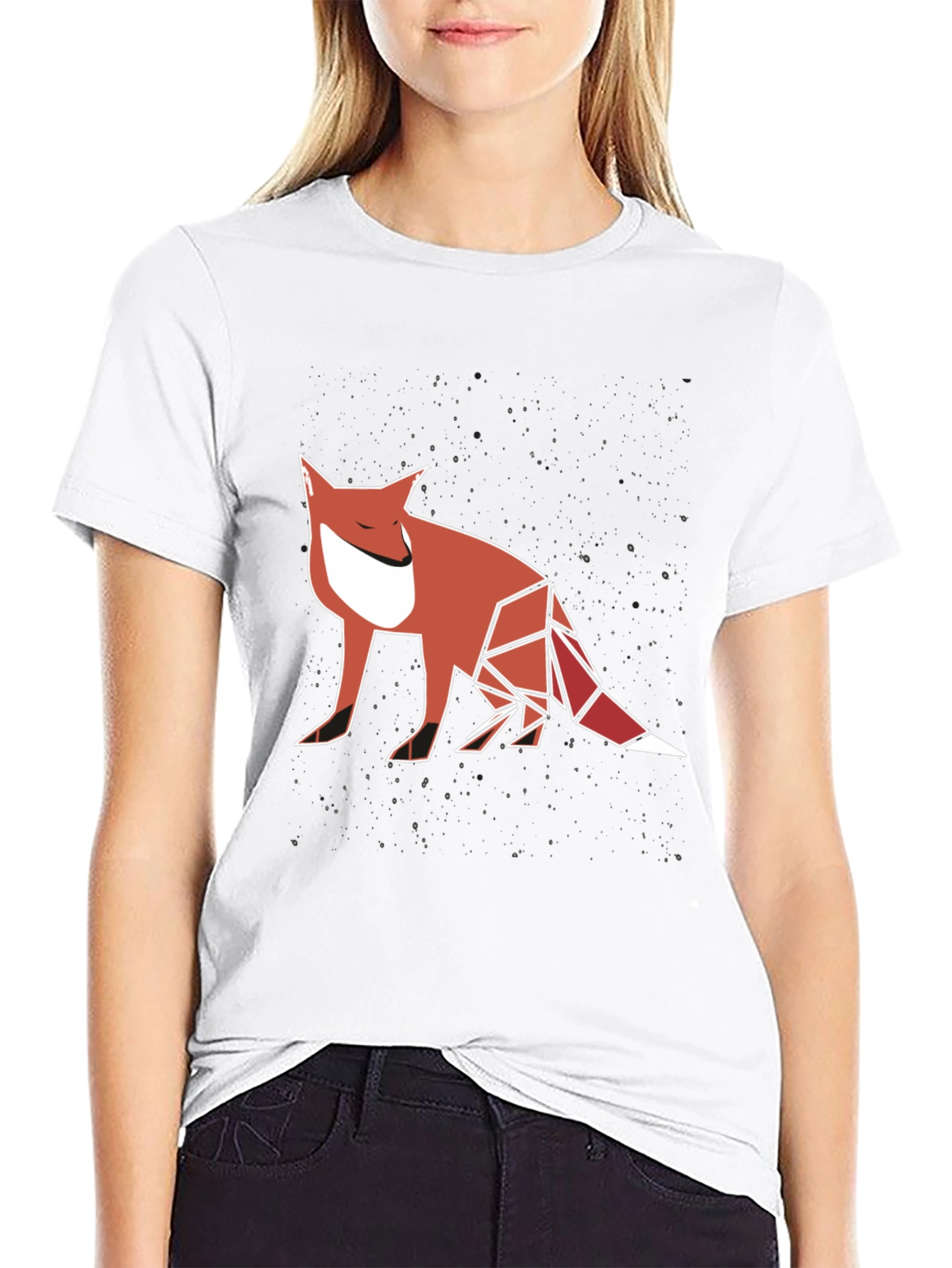 Geometric Fox Graphic Tee - Modern Mens T-Shirt