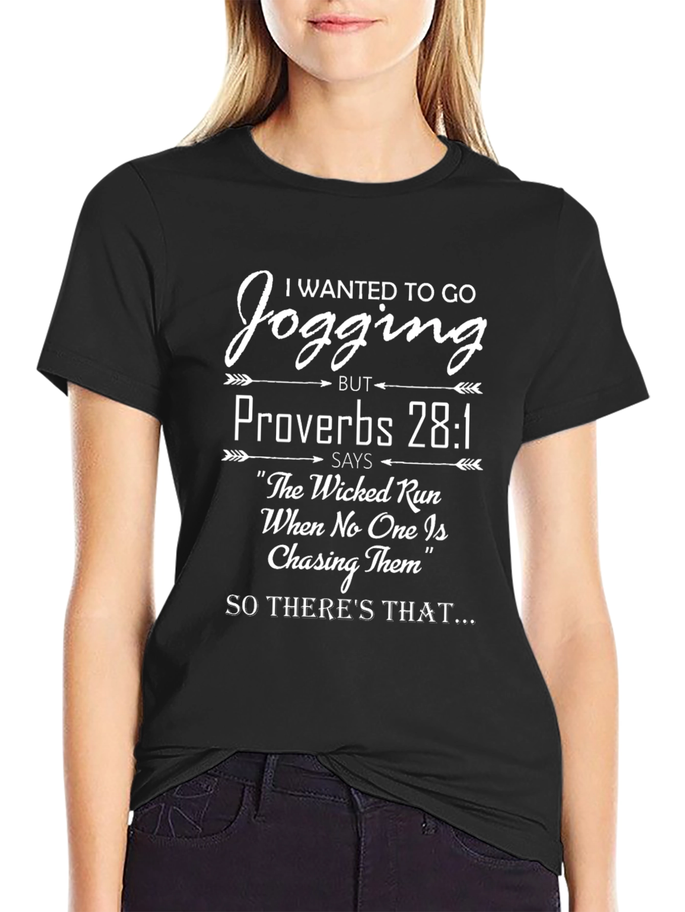 Funny Proverbs 28:1 Jogging Graphic T-Shirt