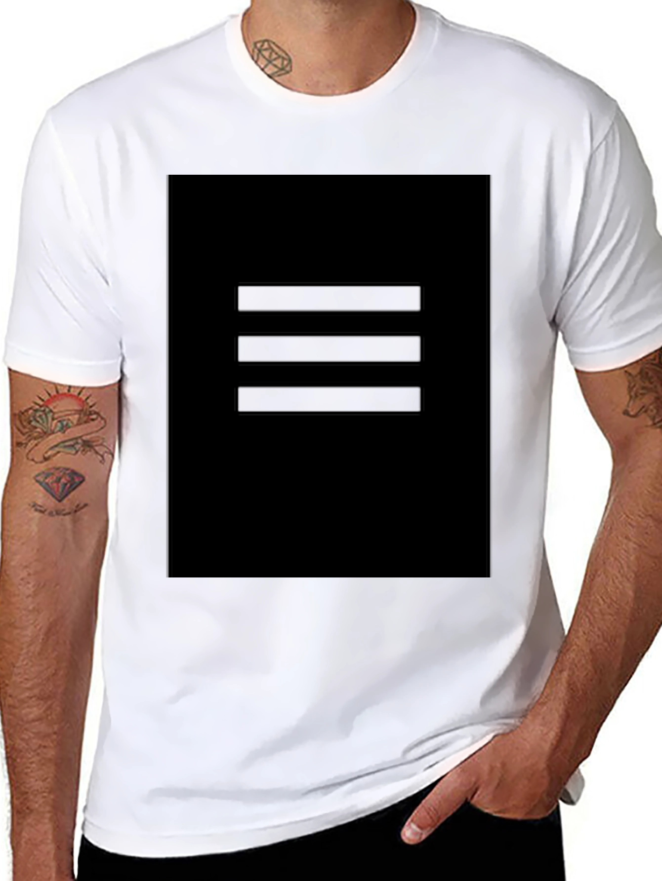 Minimalist Black T-Shirt with Graphic Square Design