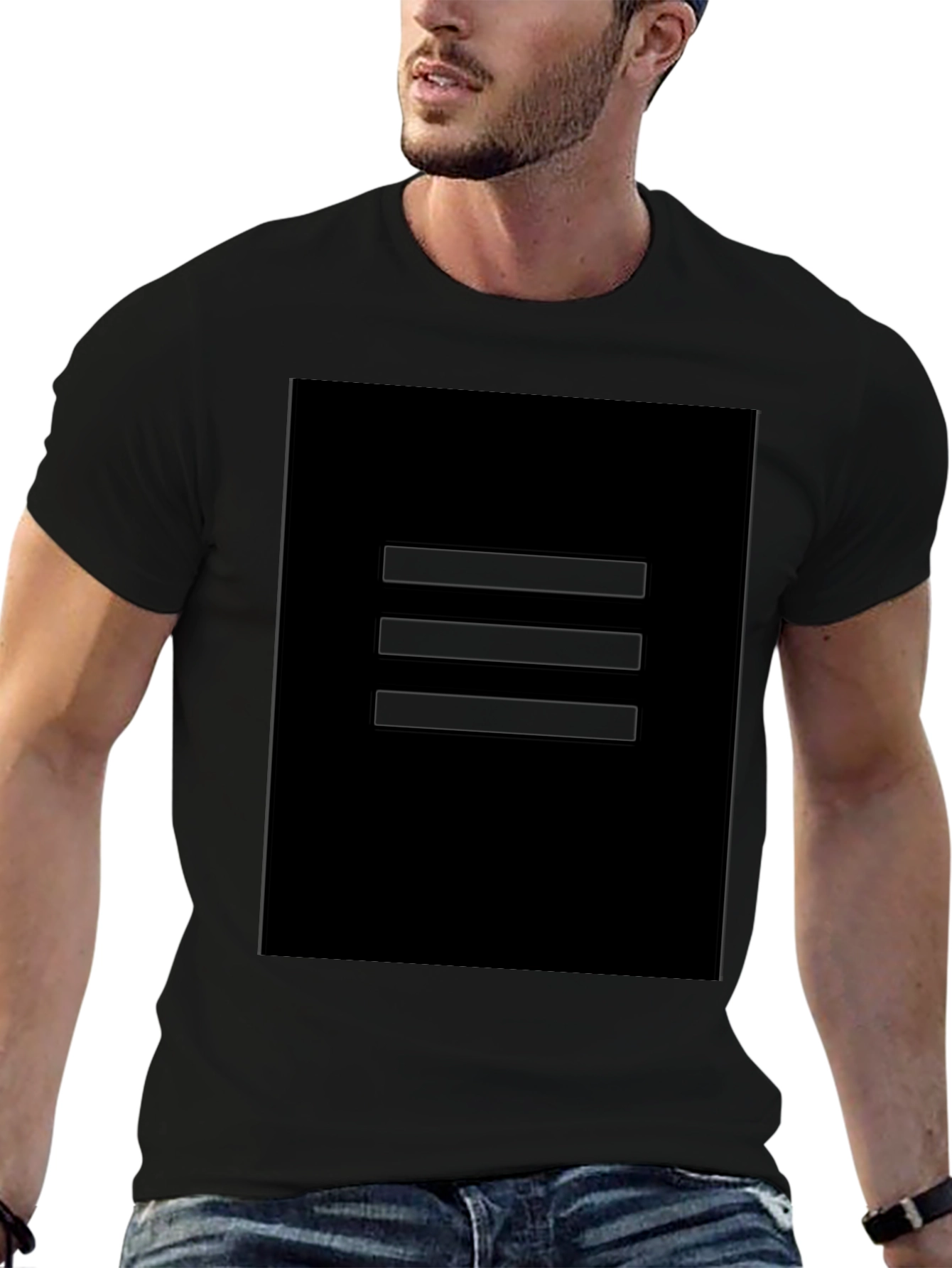 Minimalist Black T-Shirt with Graphic Square Design