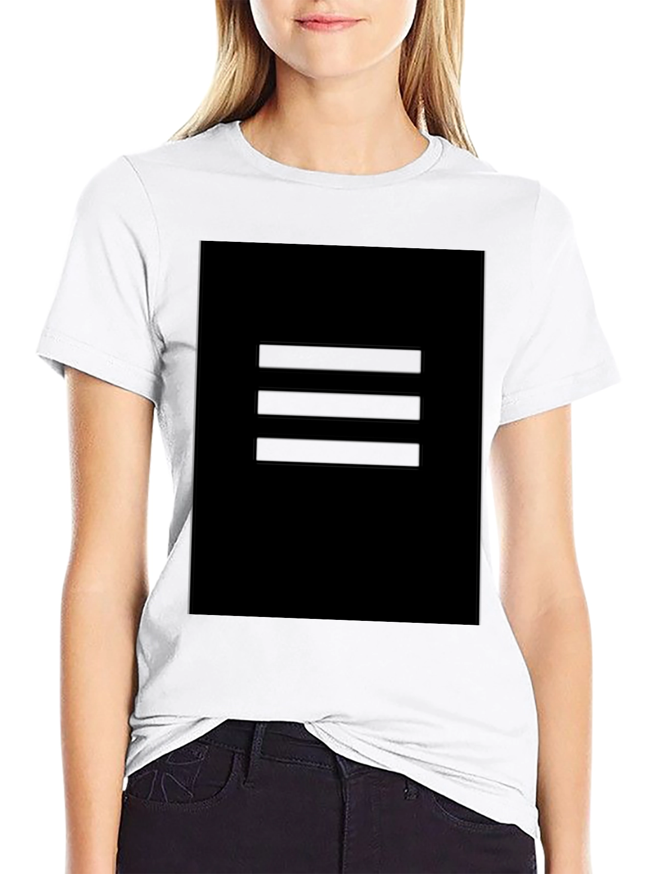Minimalist Black T-Shirt with Graphic Square Design