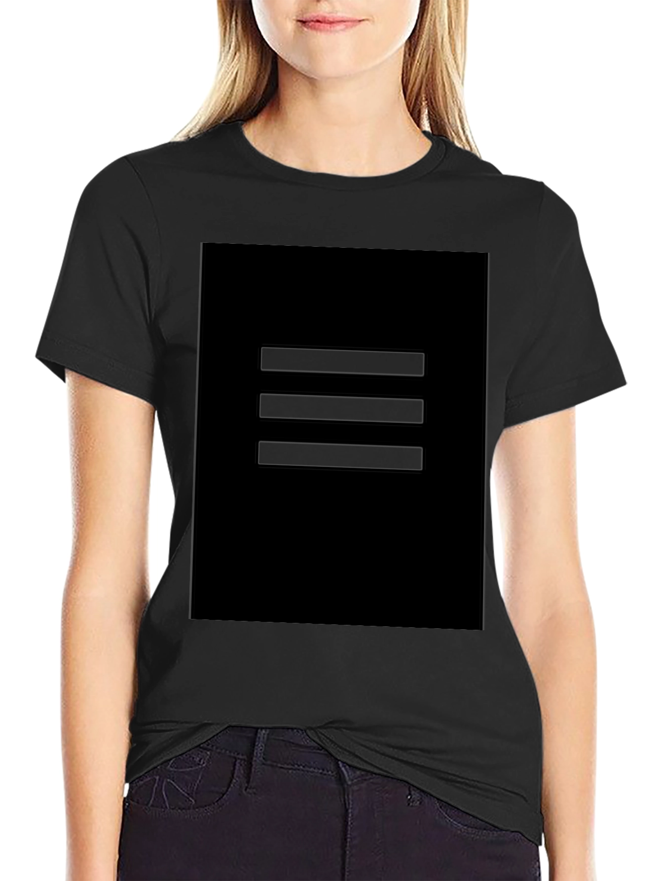 Minimalist Black T-Shirt with Graphic Square Design