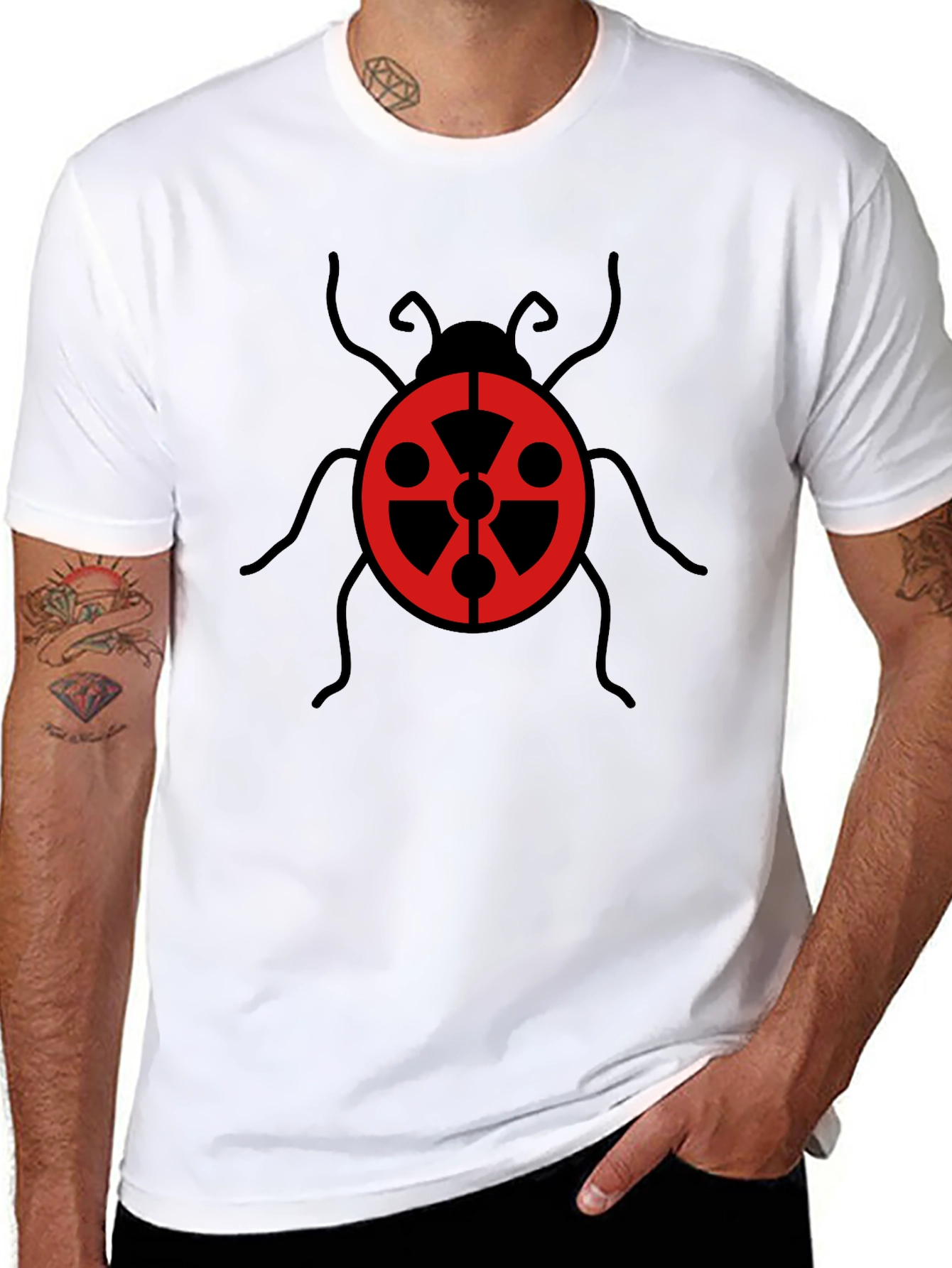Radioactive Ladybug Graphic Tee - Black Cotton Shirt