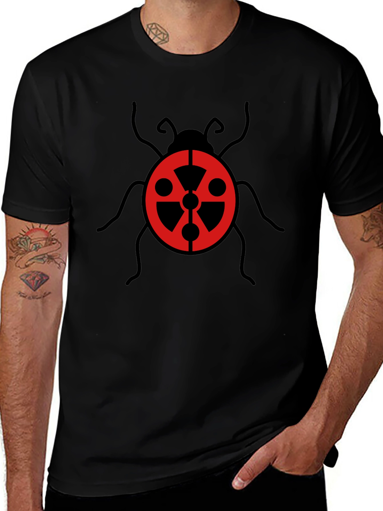 Radioactive Ladybug Graphic Tee - Black Cotton Shirt