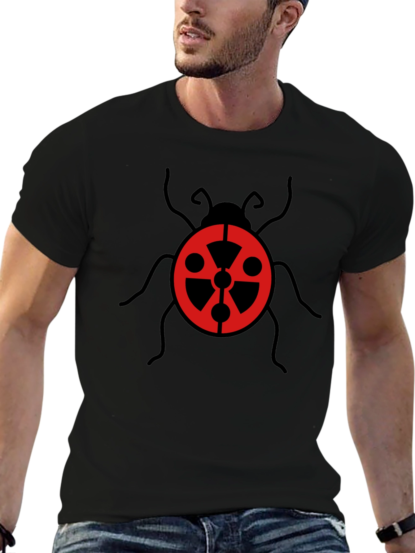 Radioactive Ladybug Graphic Tee - Black Cotton Shirt
