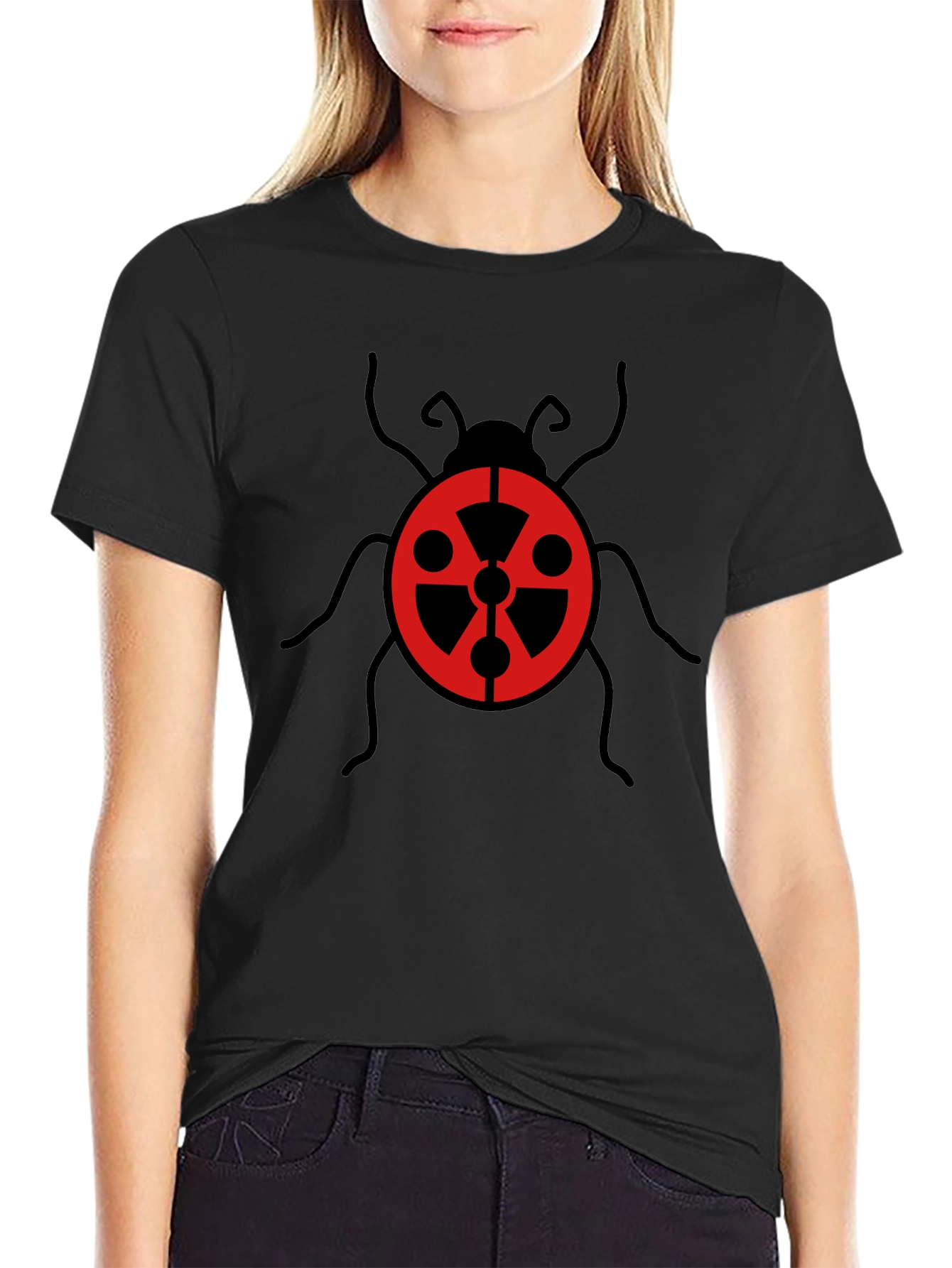 Radioactive Ladybug Graphic Tee - Black Cotton Shirt