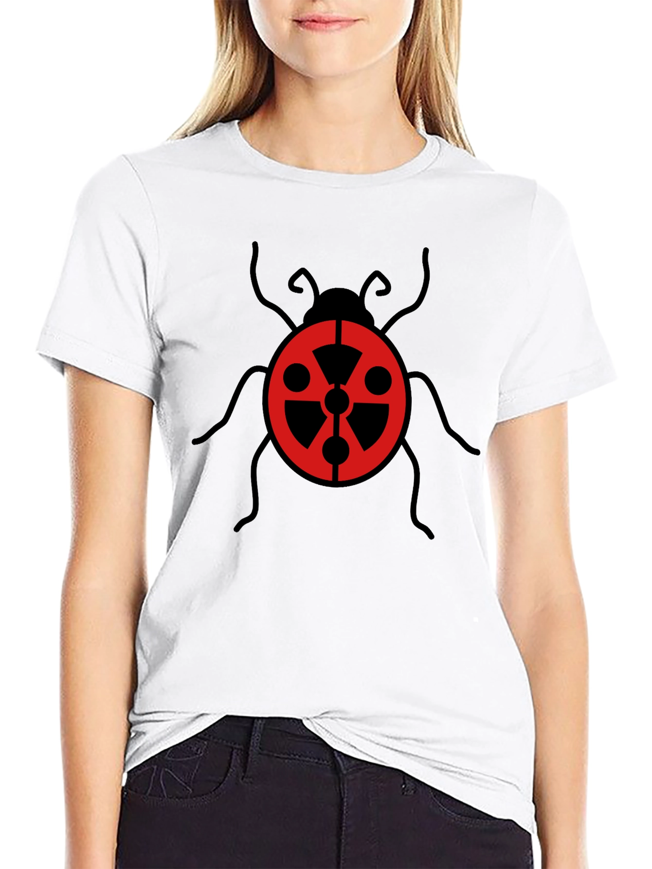 Radioactive Ladybug Graphic Tee - Black Cotton Shirt