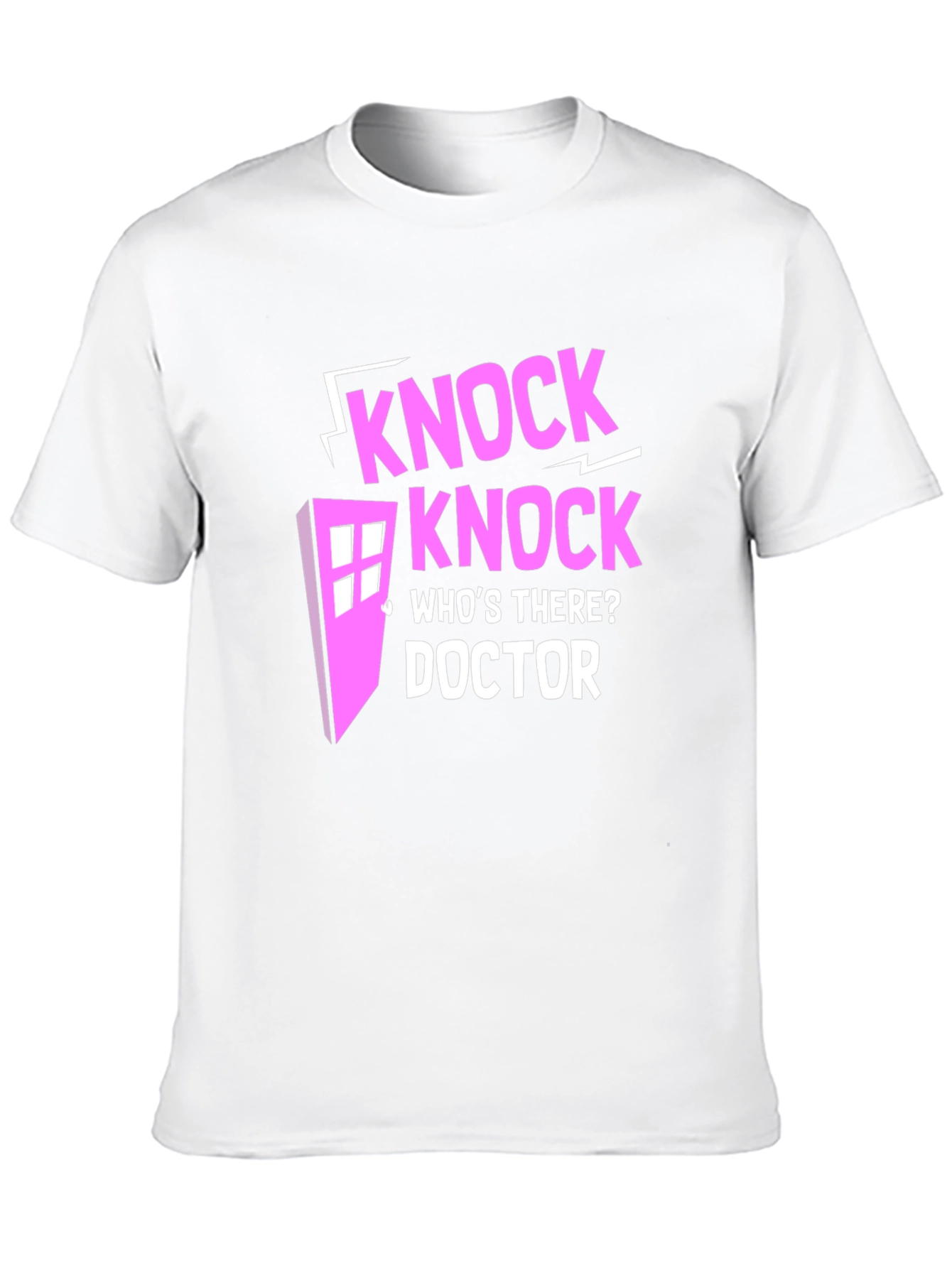 Knock Knock Doctor Who Pink Design Black T-Shirt