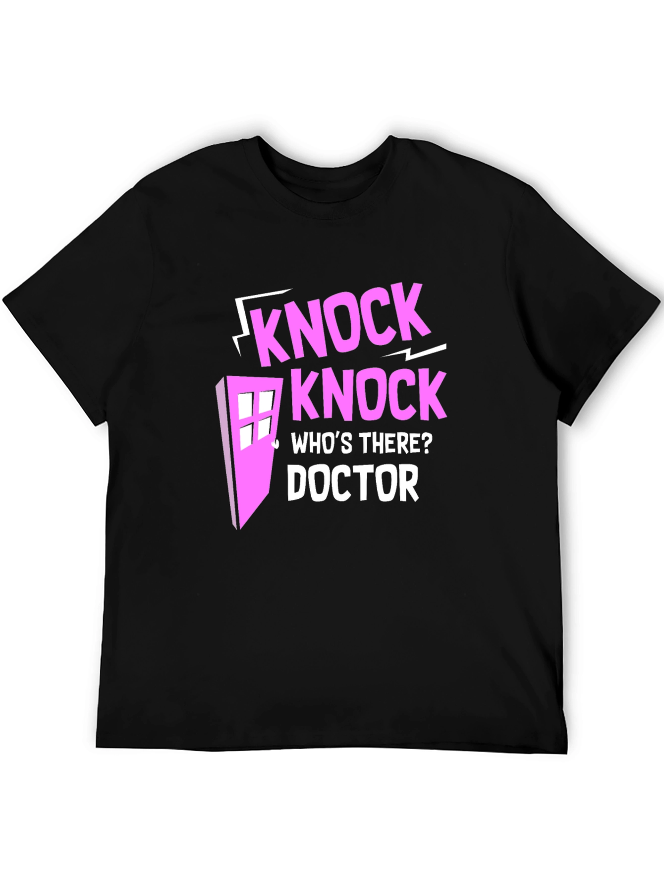 Knock Knock Doctor Who Pink Design Black T-Shirt