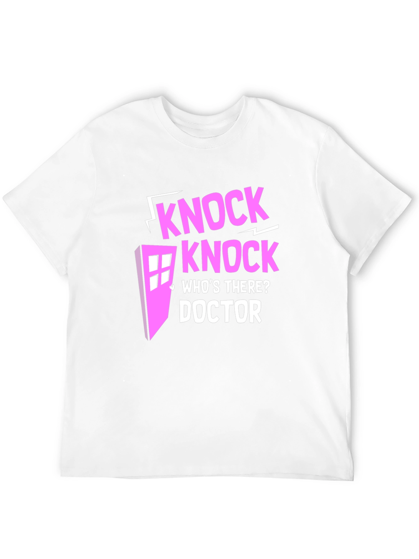 Knock Knock Doctor Who Pink Design Black T-Shirt