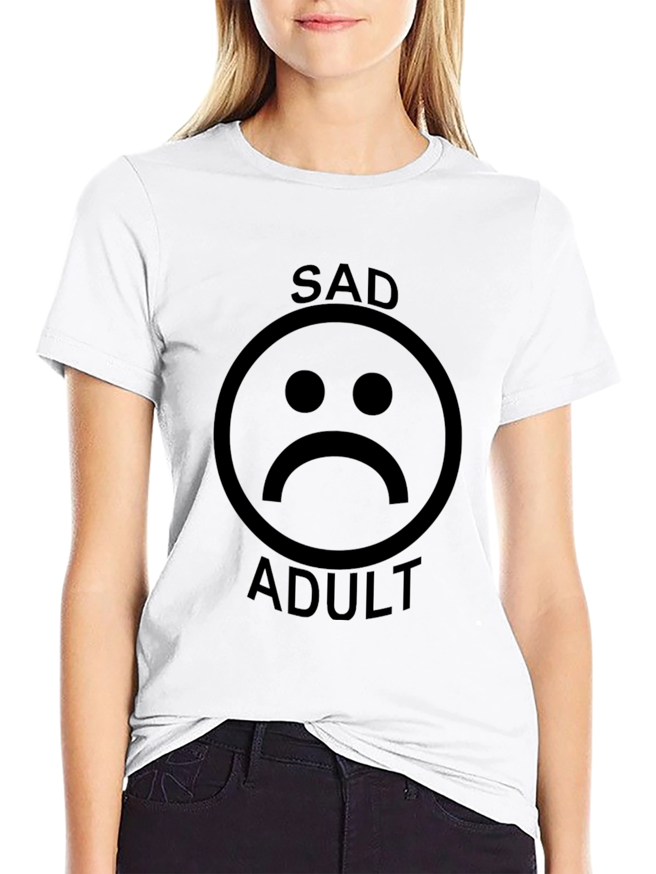 Sad Adult Graphic Tee - Unisex Black T-Shirt