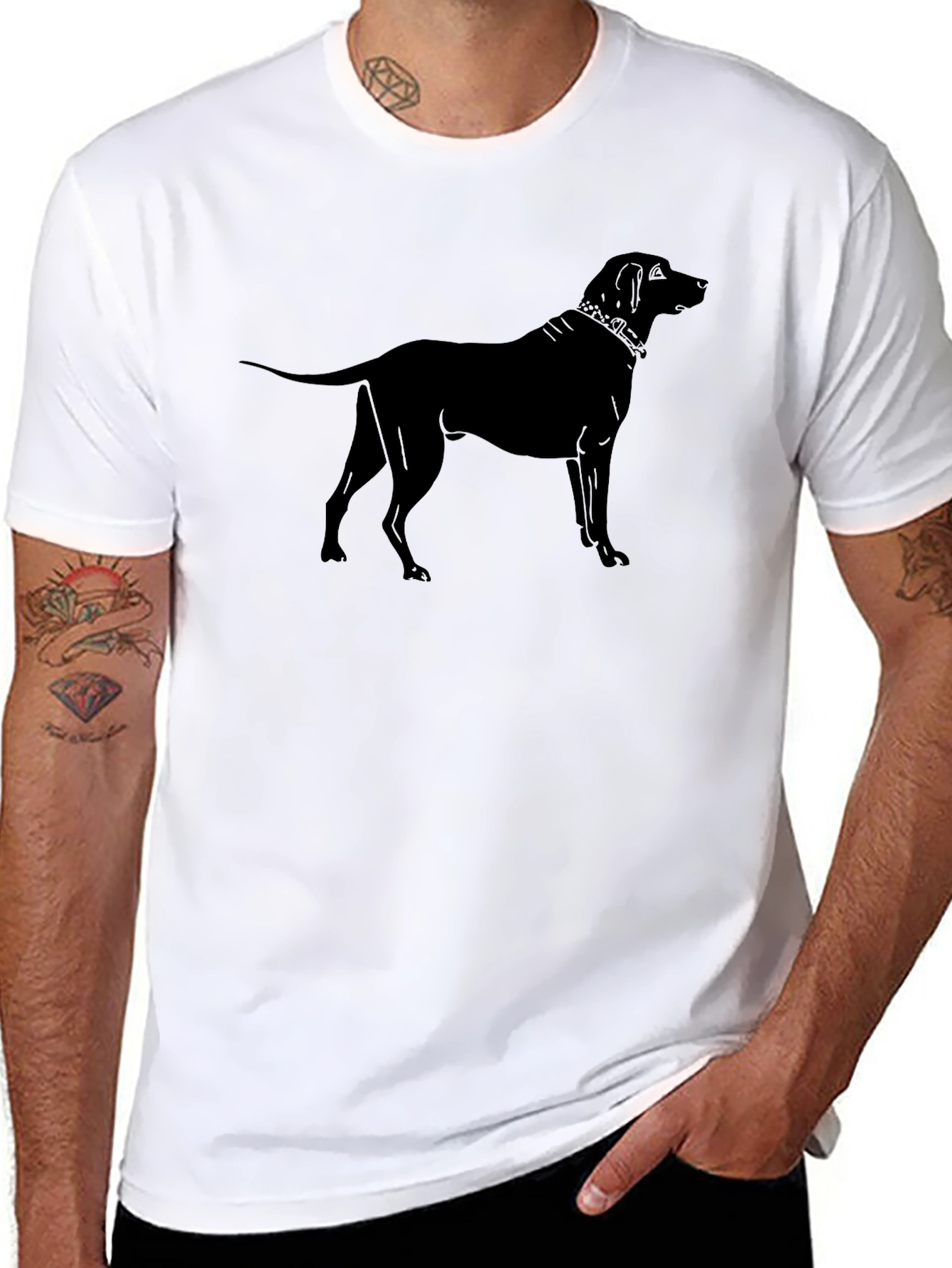 Dog Silhouette Graphic Tee - Black