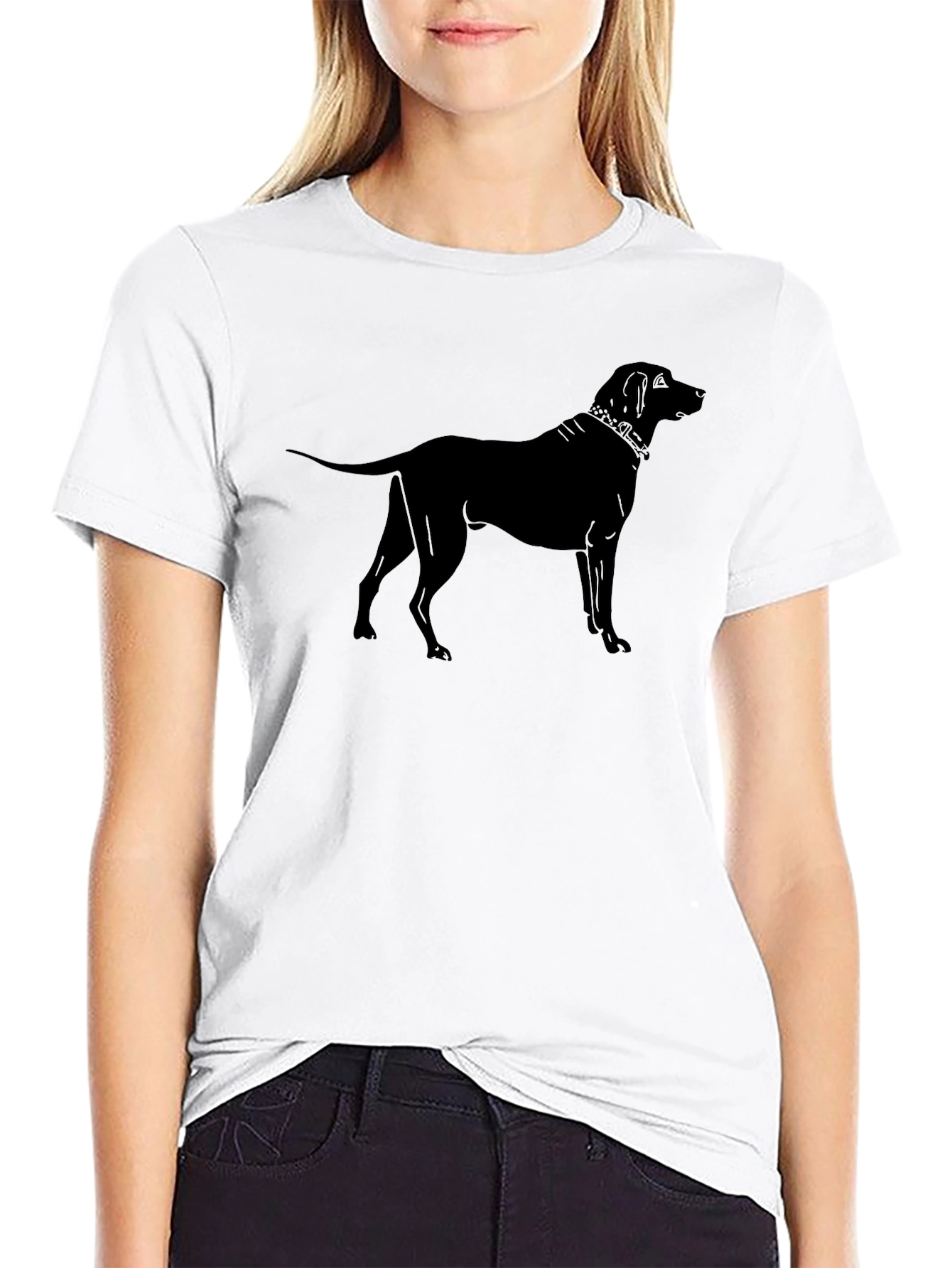 Dog Silhouette Graphic Tee - Black