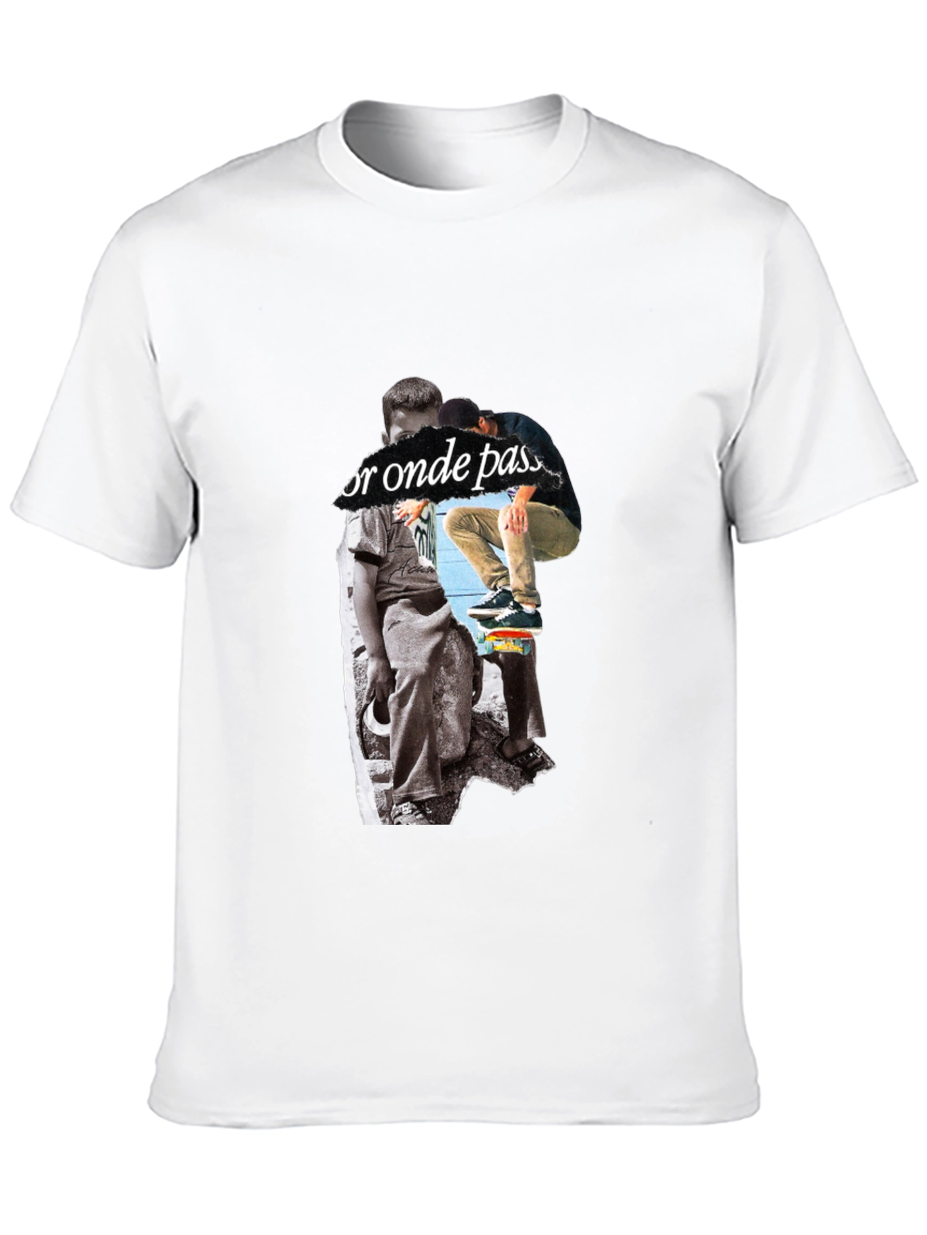 Skateboarding Graphic Print Black T-Shirt
