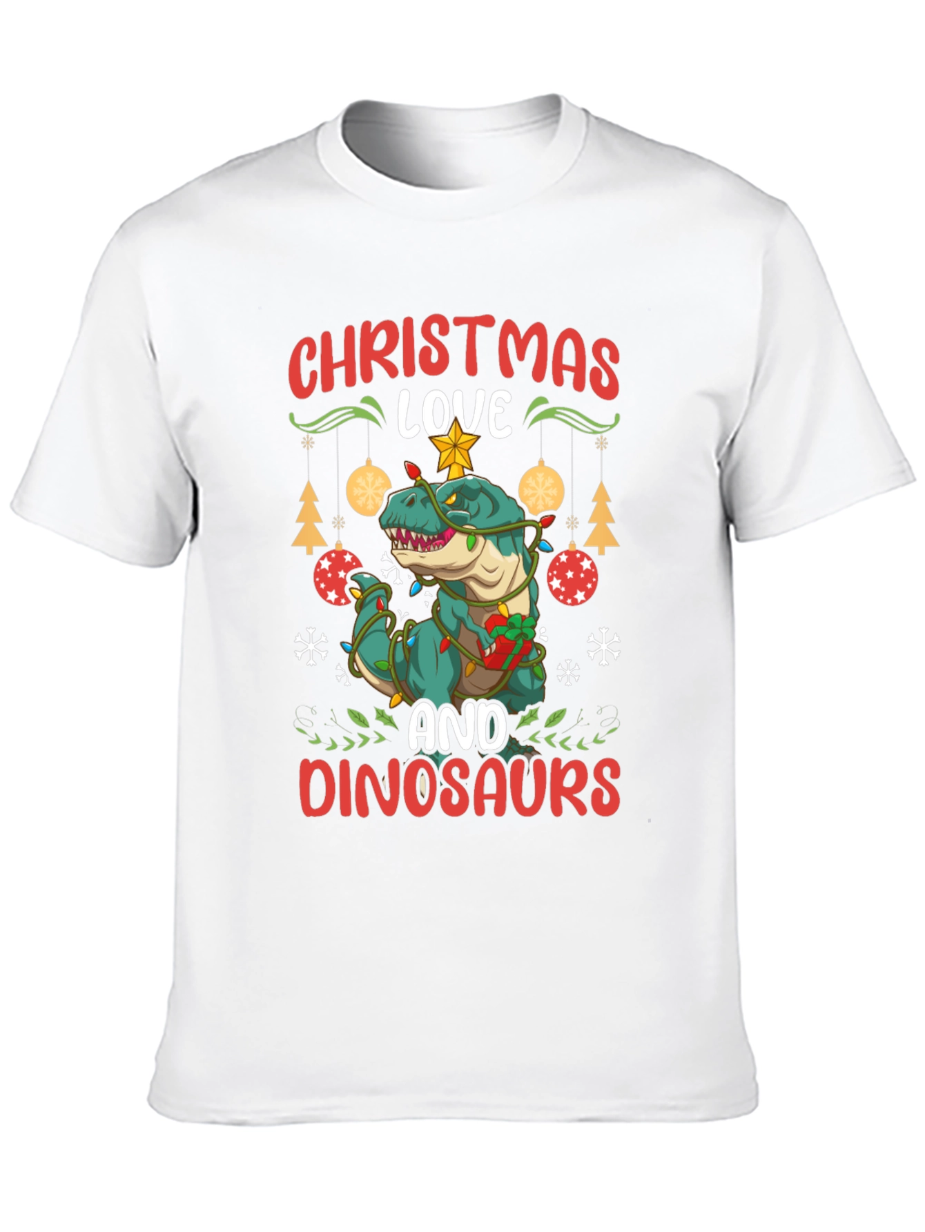 Christmas Dinosaur T-Shirt Holiday Apparel