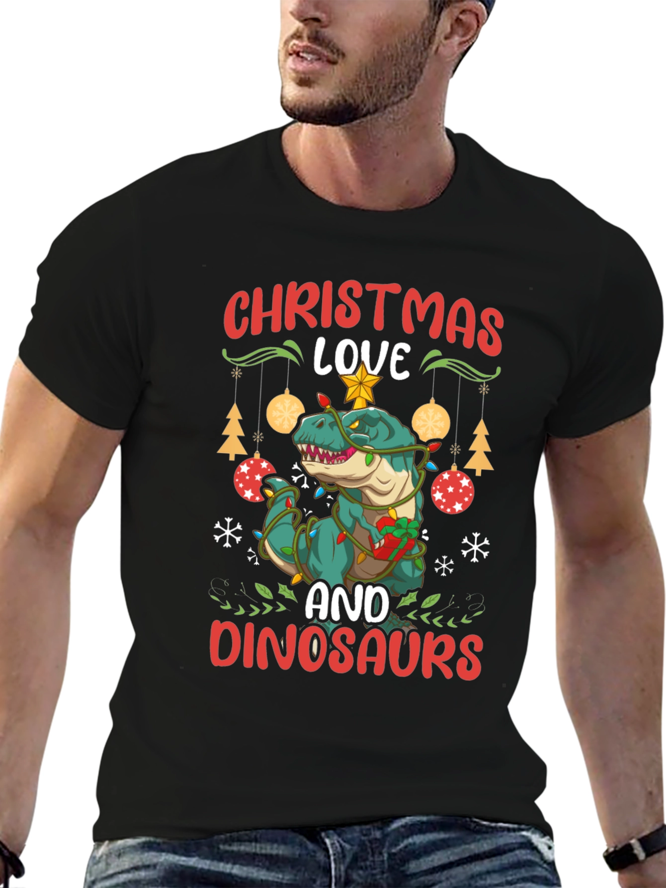 Christmas Dinosaur T-Shirt Holiday Apparel