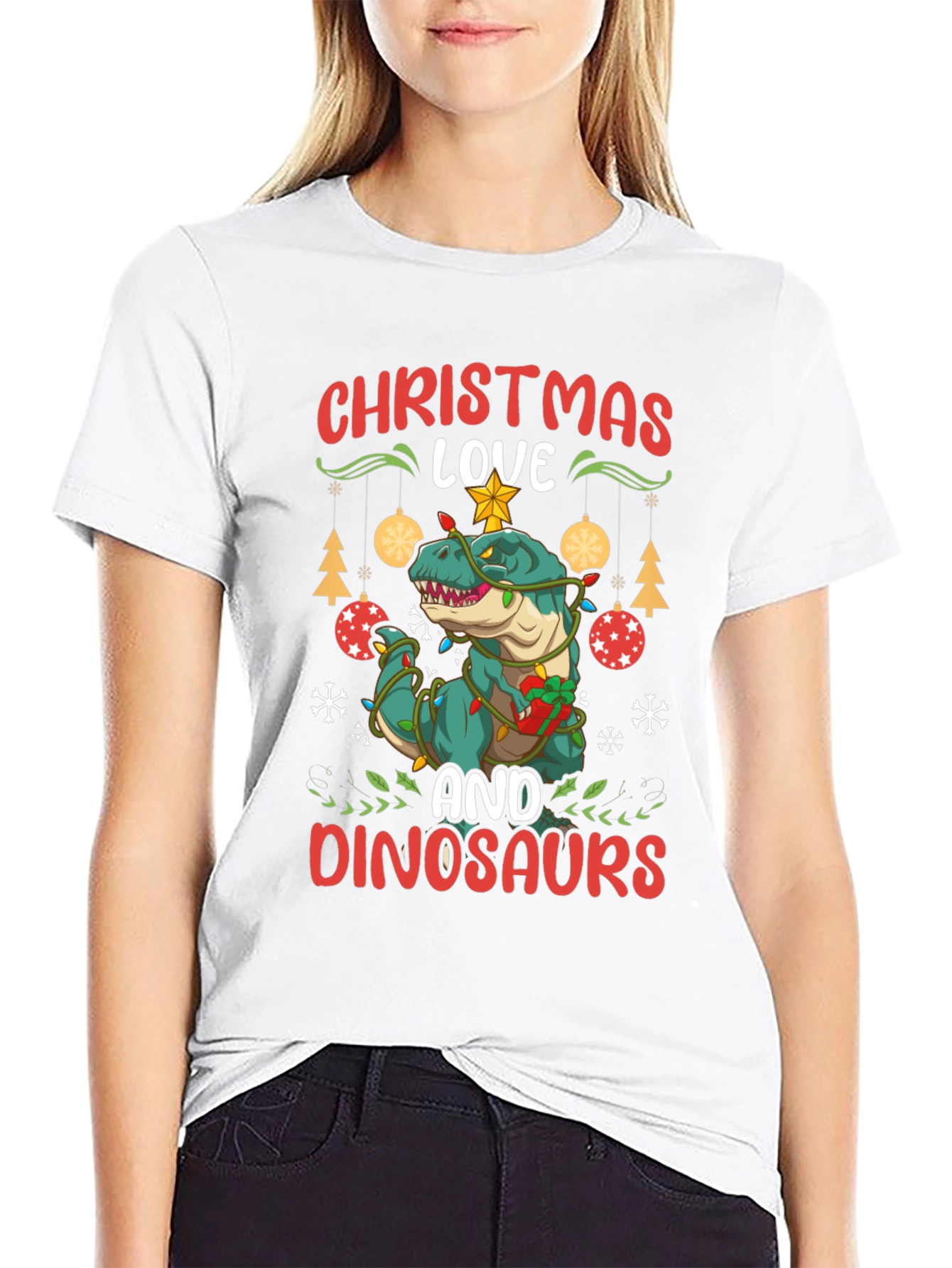 Christmas Dinosaur T-Shirt Holiday Apparel