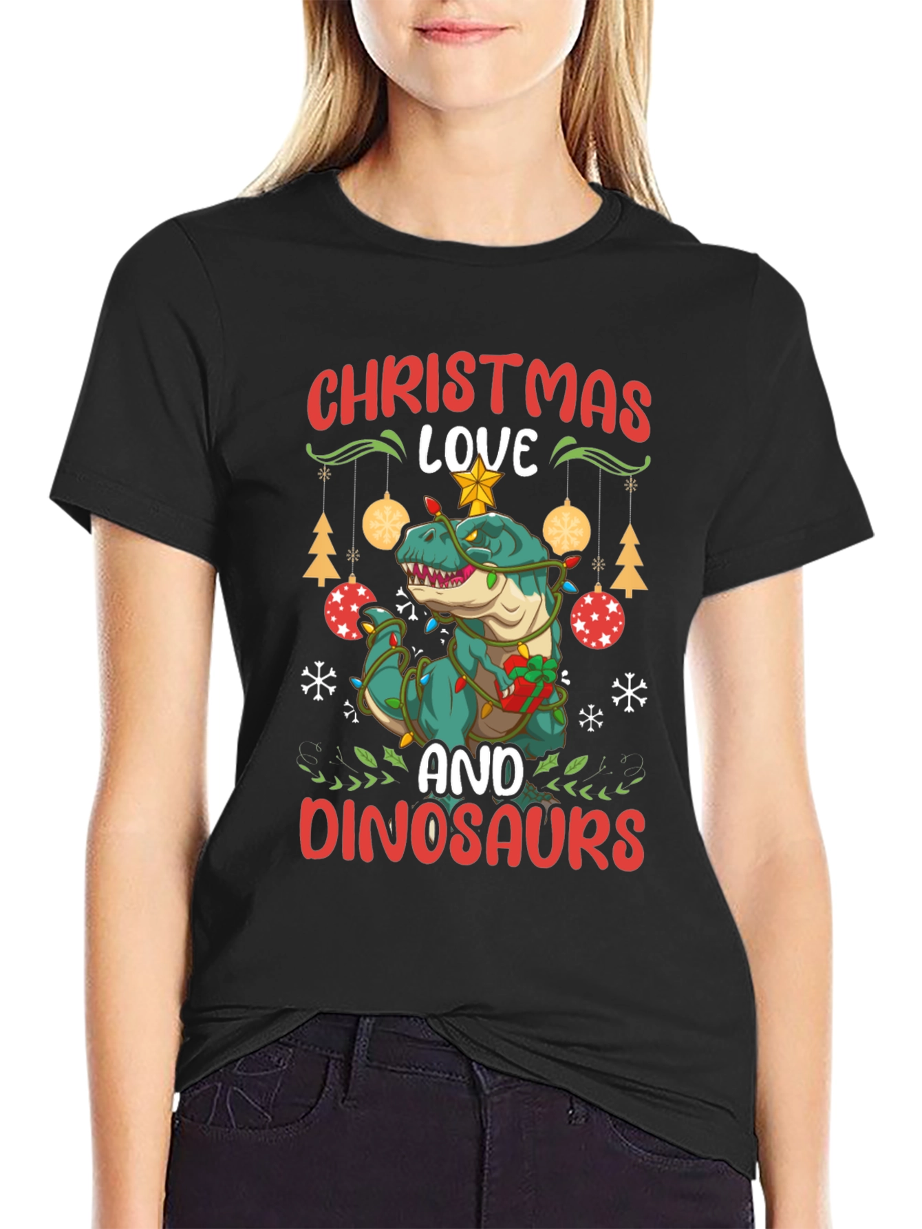 Christmas Dinosaur T-Shirt Holiday Apparel