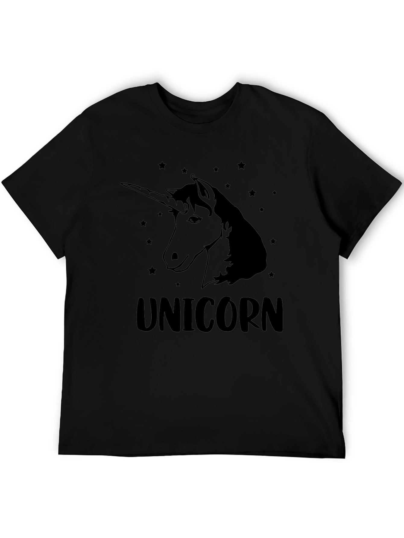 Unicorn Graphic Print Black T-Shirt