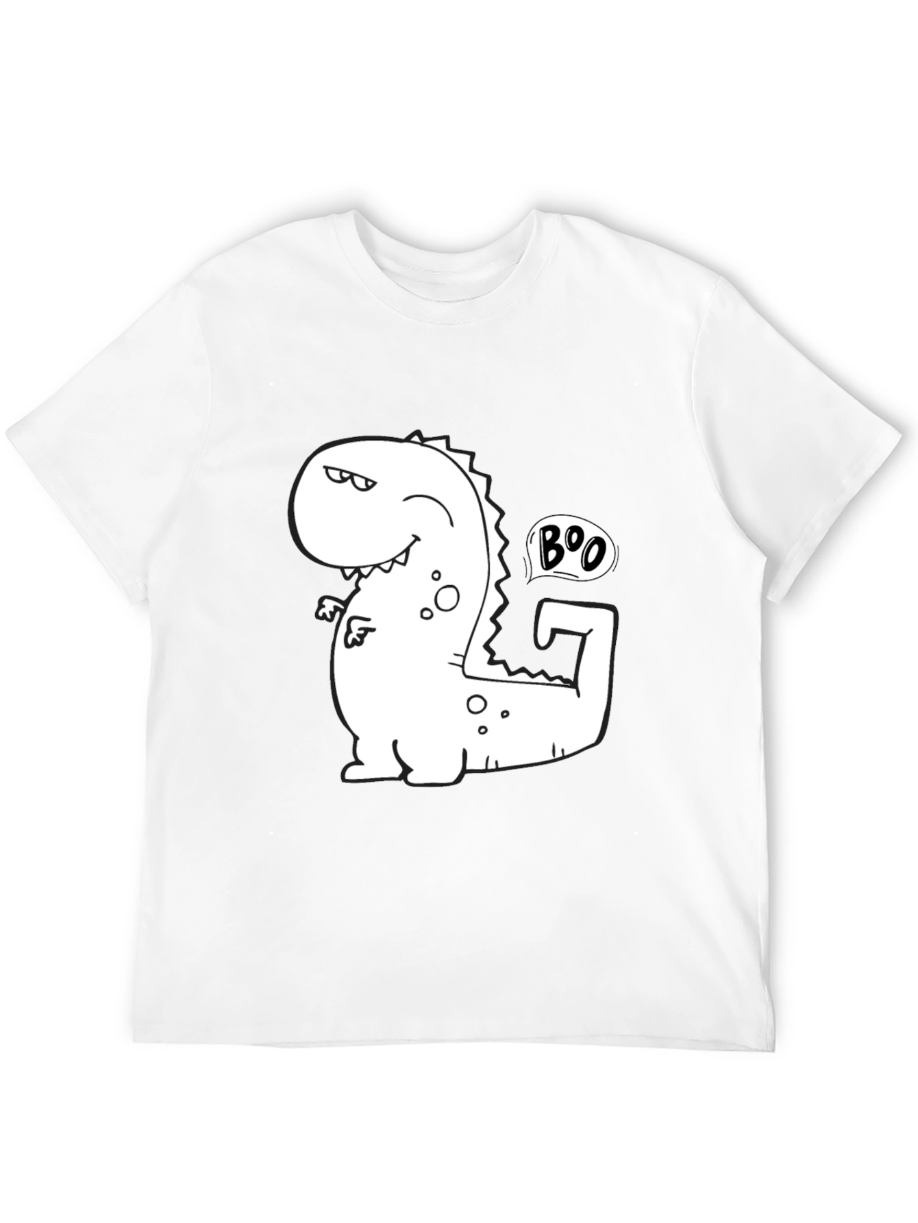 Funny Boo Dinosaur Graphic Black T-Shirt