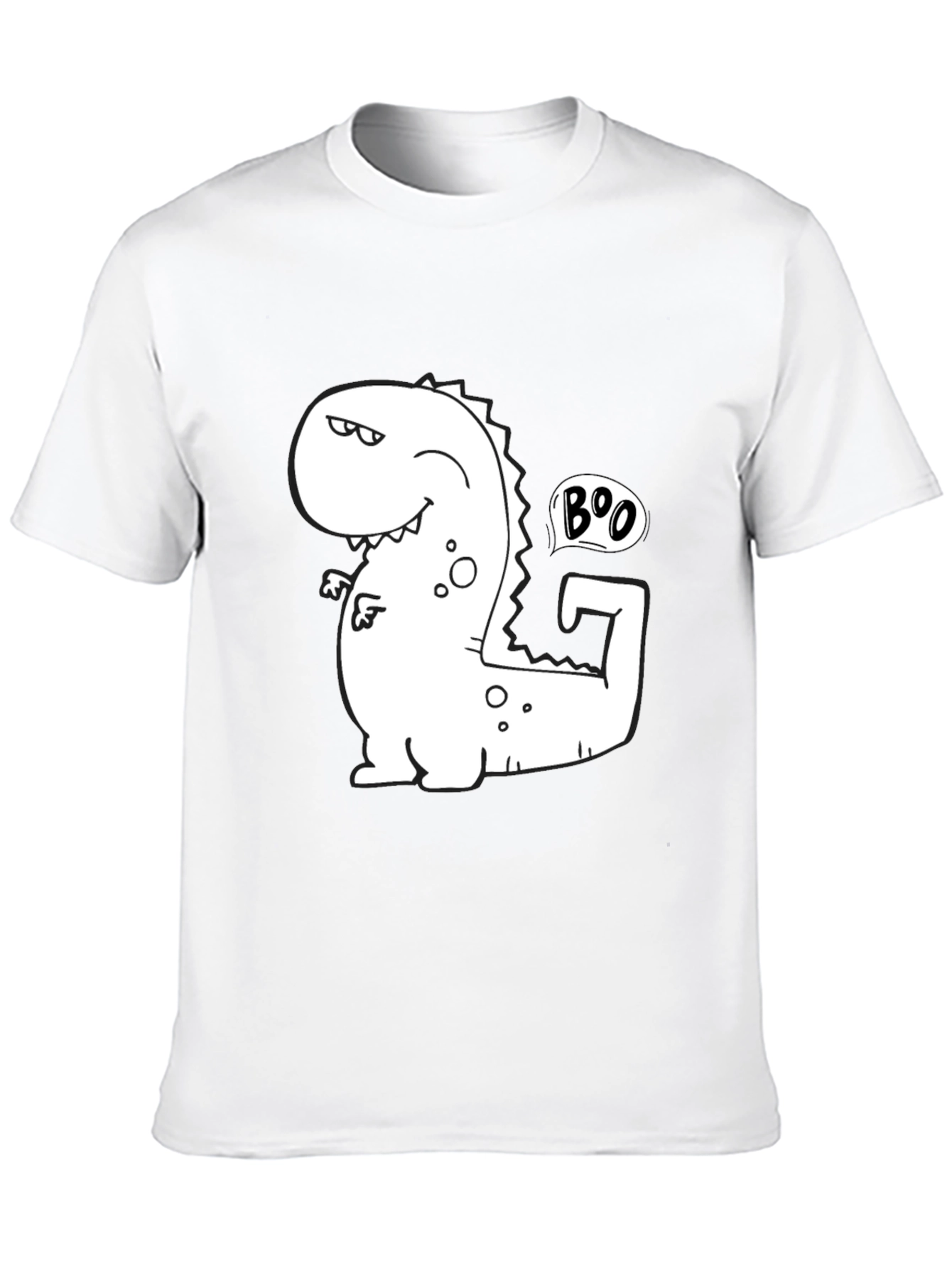 Funny Boo Dinosaur Graphic Black T-Shirt