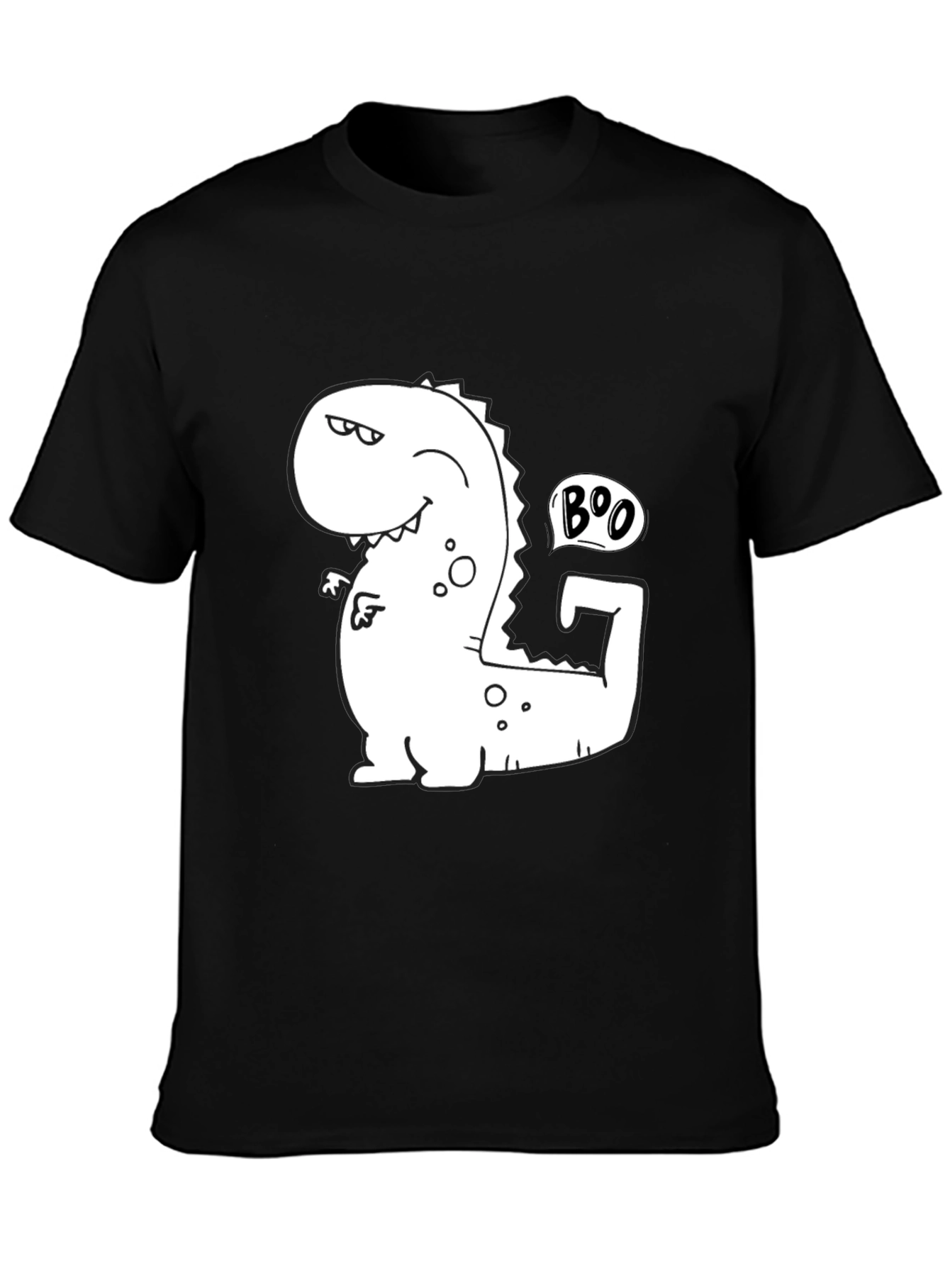 Funny Boo Dinosaur Graphic Black T-Shirt