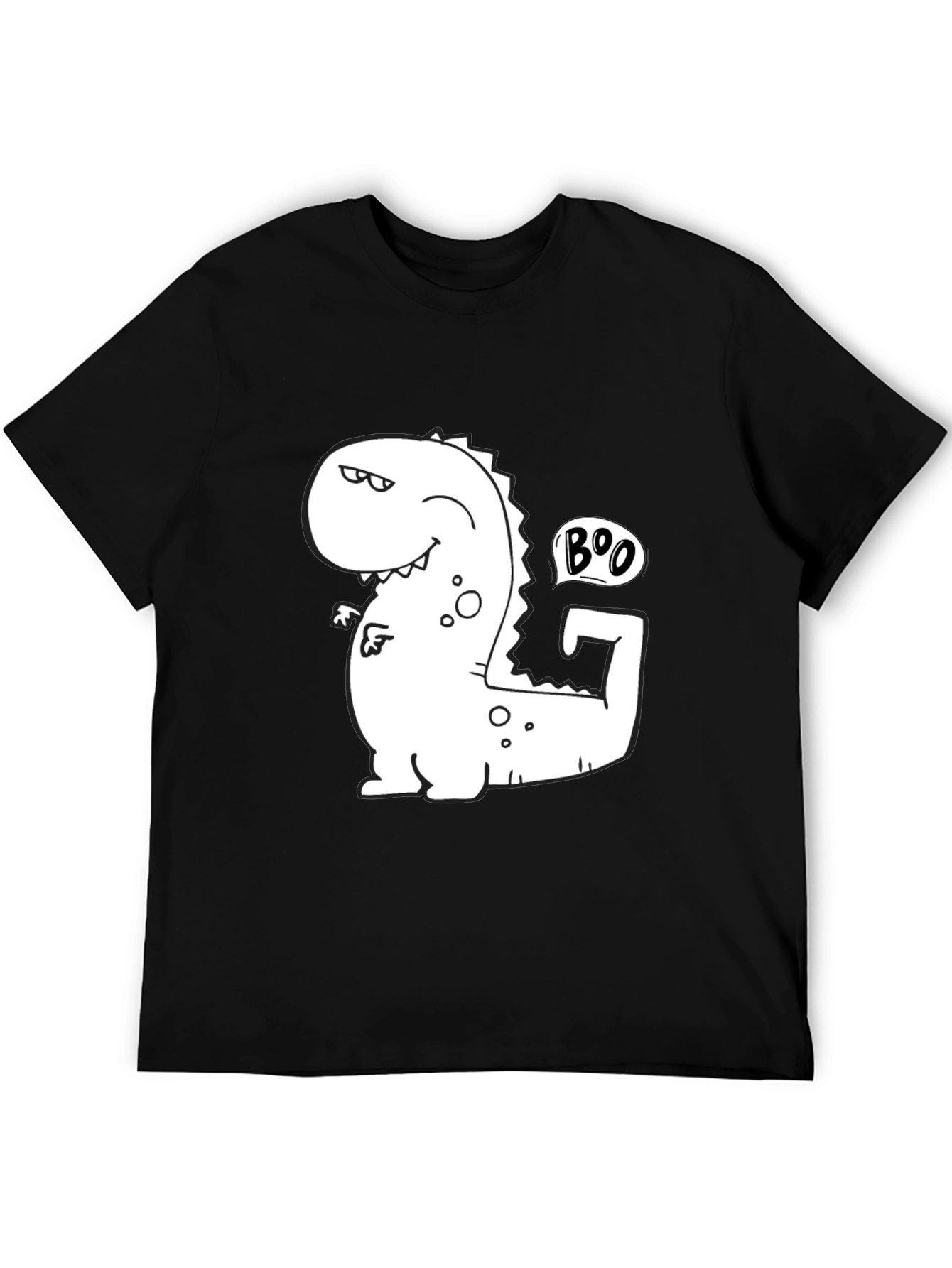 Funny Boo Dinosaur Graphic Black T-Shirt