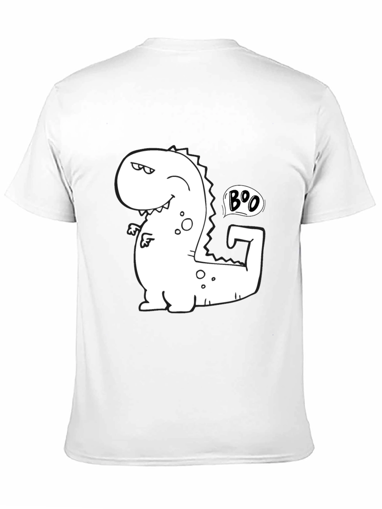 Funny Boo Dinosaur Graphic Black T-Shirt