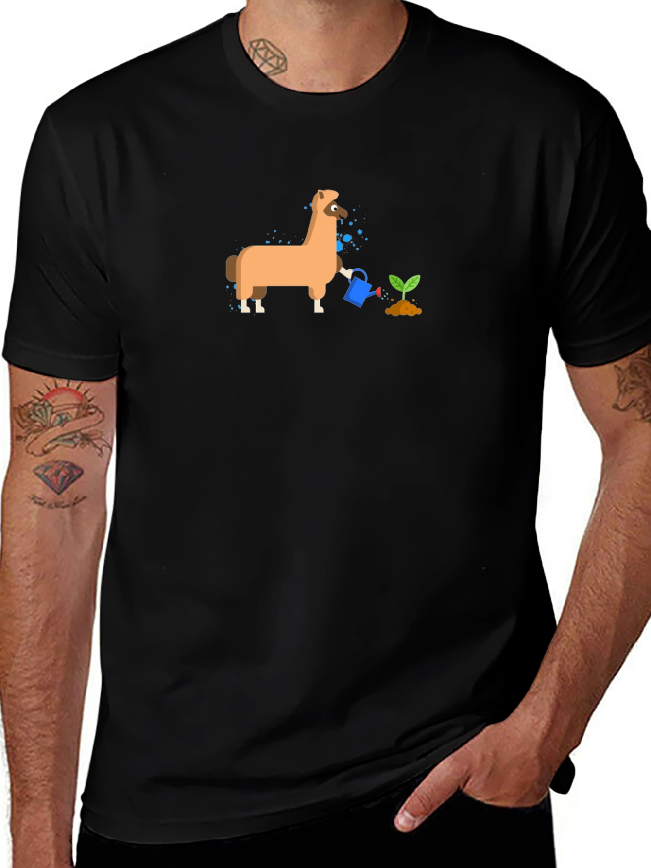 Llama Watering Plant Graphic Tee