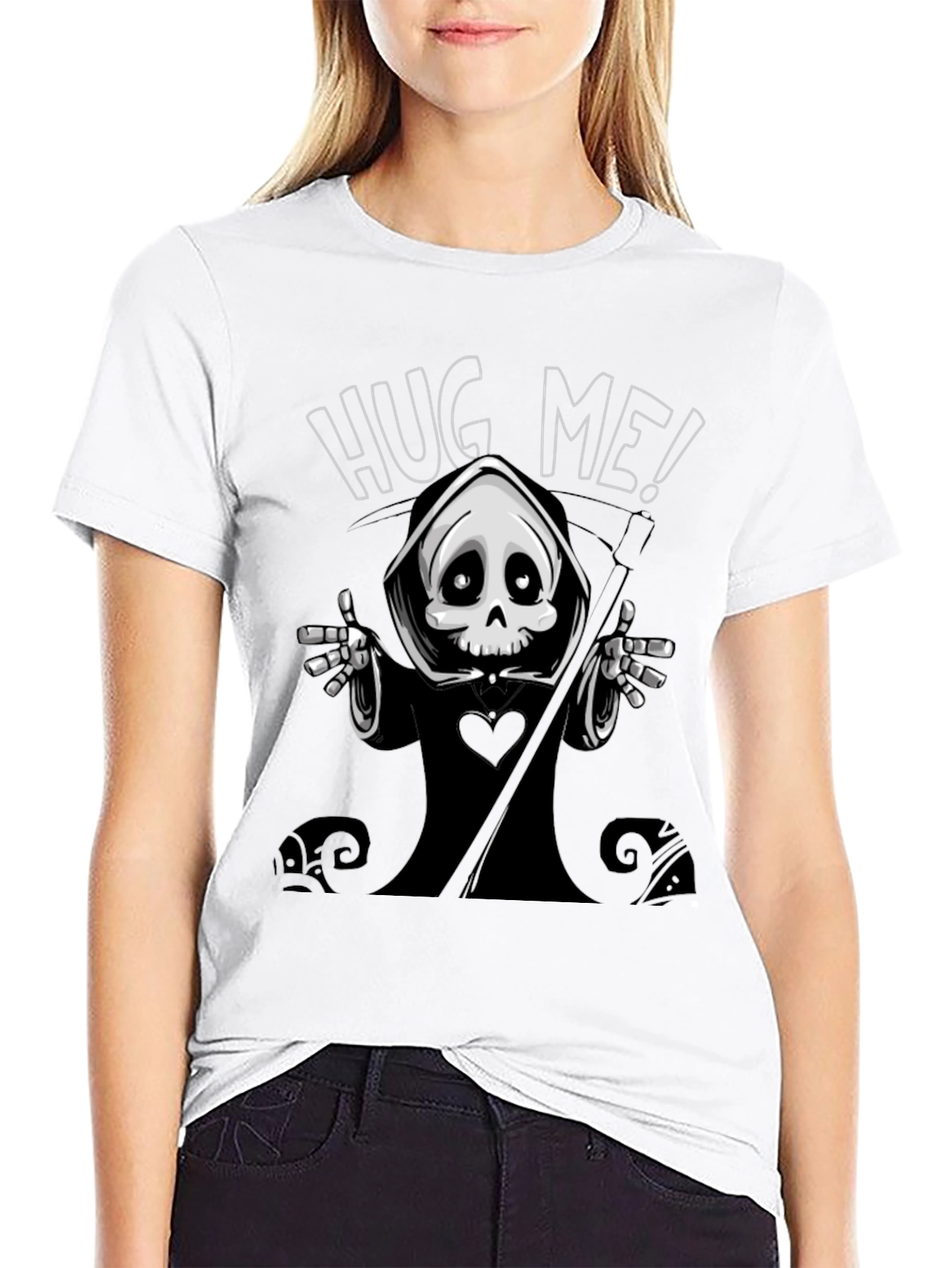 Hug Me! Grim Reaper Graphic Tee - Black