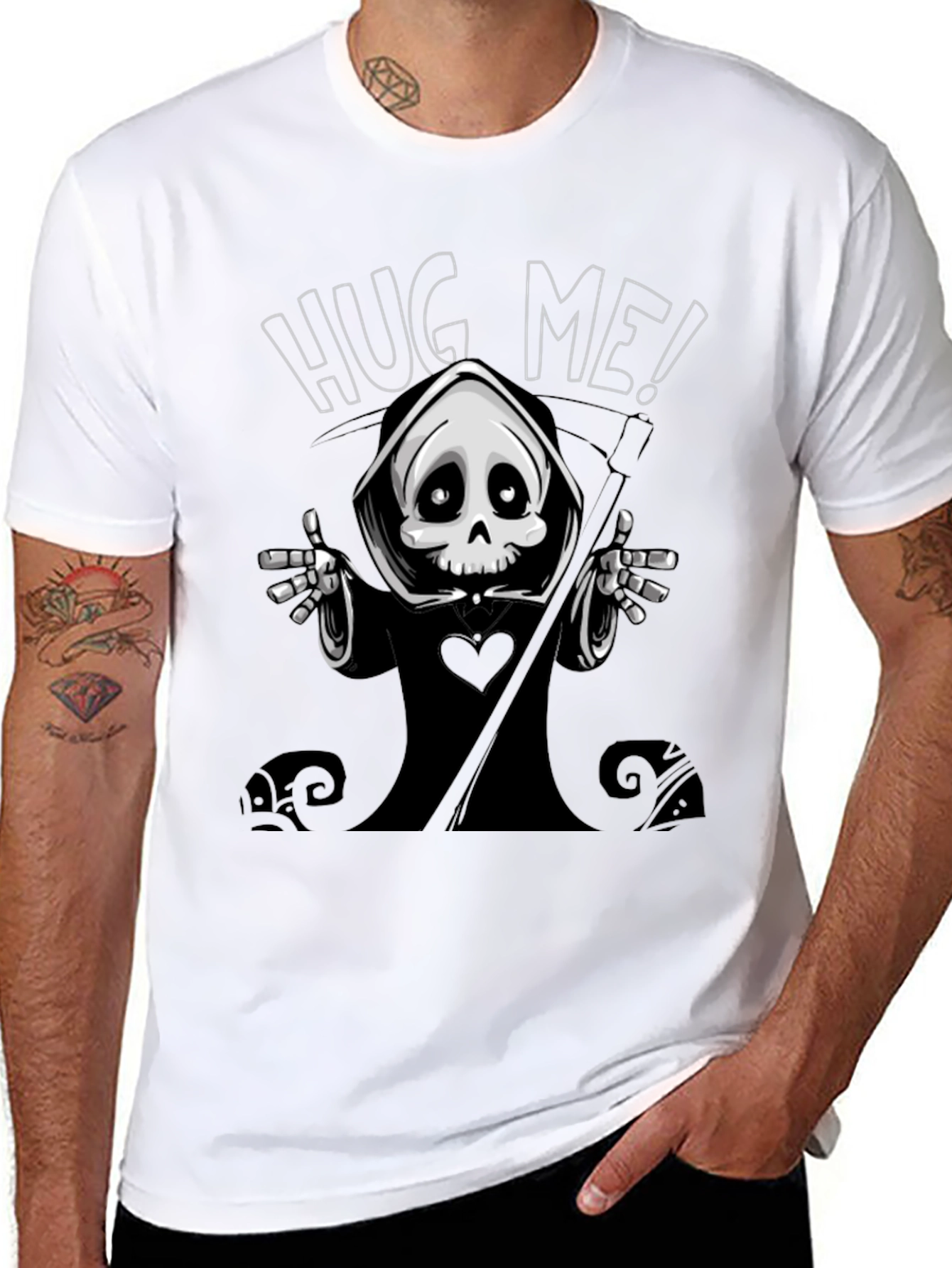 Hug Me! Grim Reaper Graphic Tee - Black