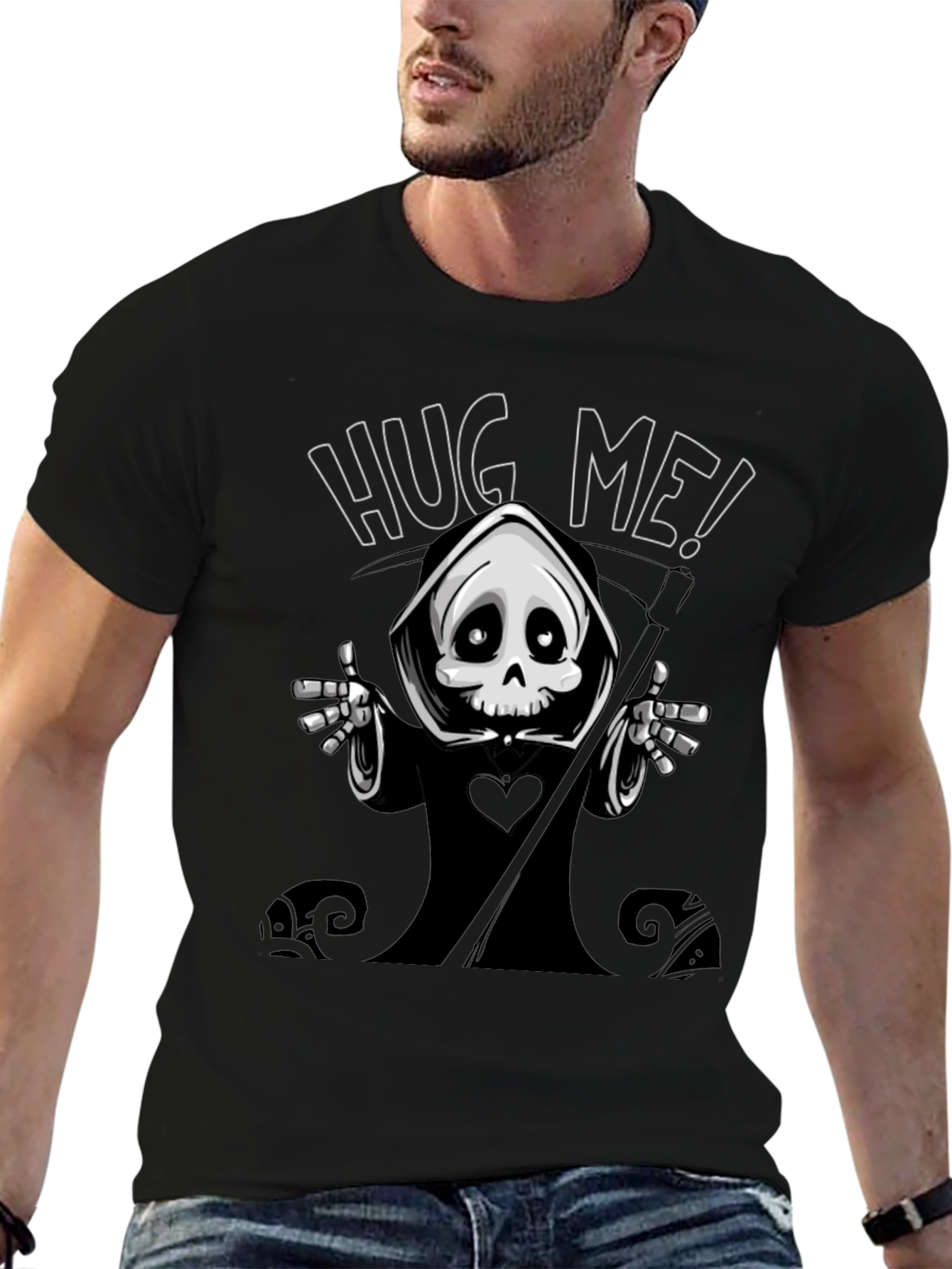 Hug Me! Grim Reaper Graphic Tee - Black