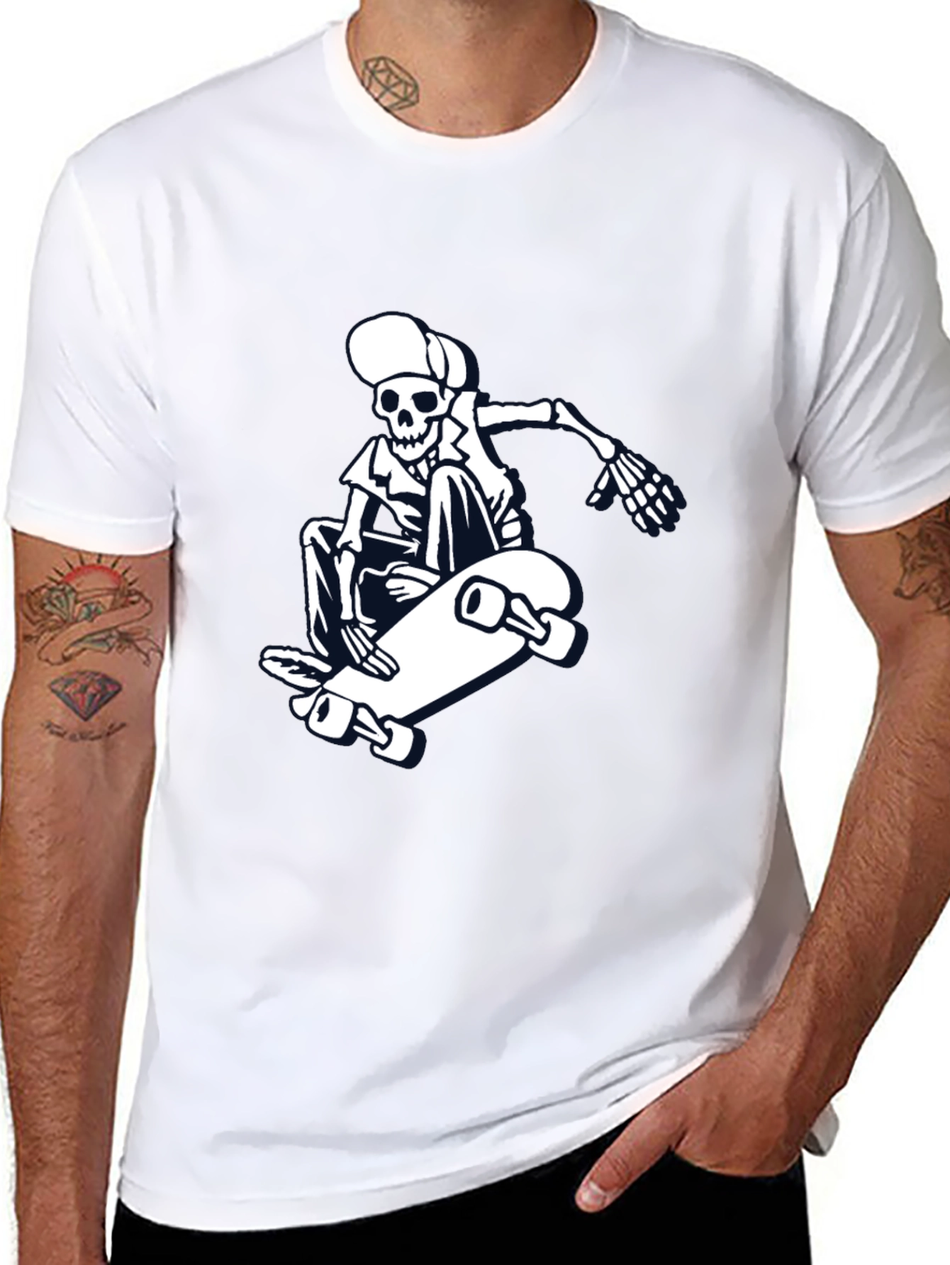 Skateboarding Skeleton Graphic Tee - Cool & Casual
