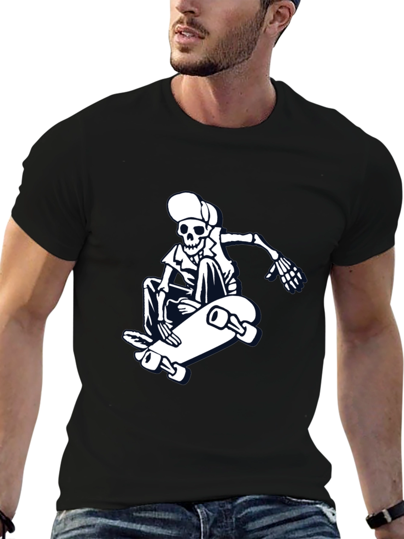 Skateboarding Skeleton Graphic Tee - Cool & Casual