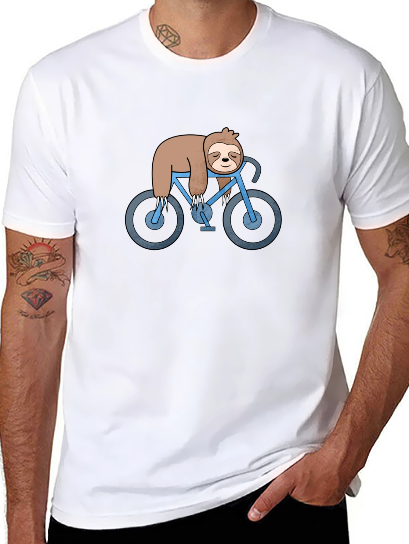 Sloth on Bike Black T-Shirt - Relaxed Fit