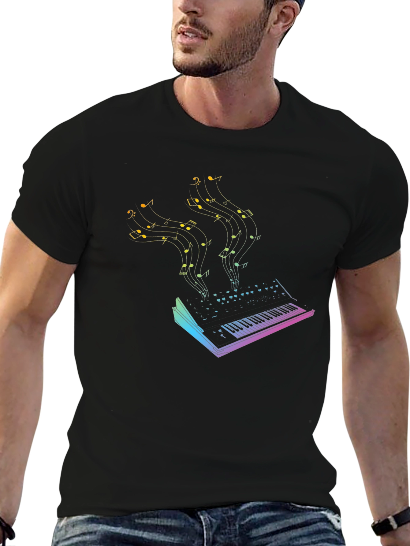 Music Synth Graphic Tee - Black