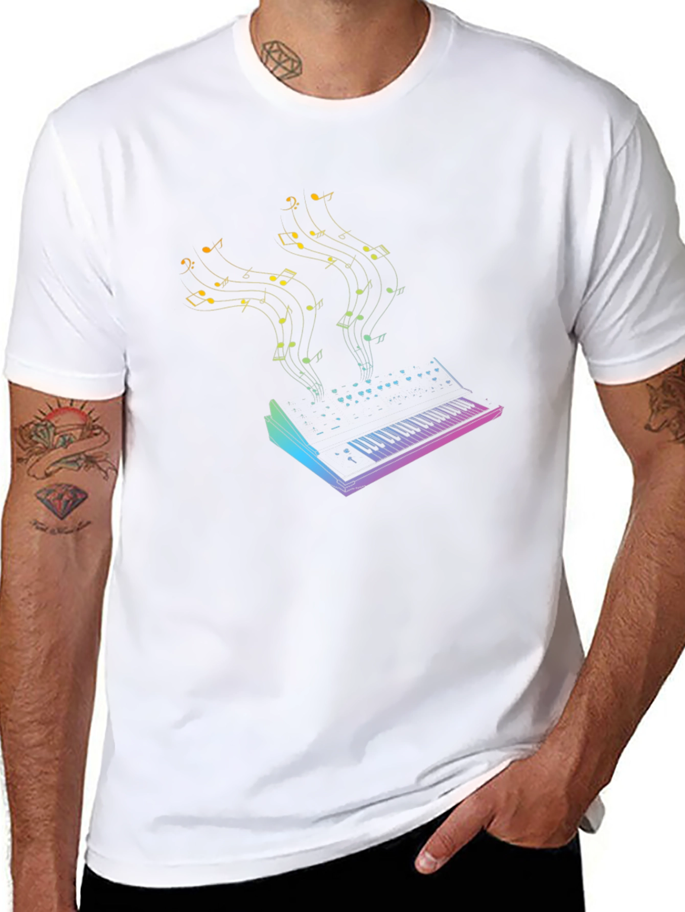 Music Synth Graphic Tee - Black