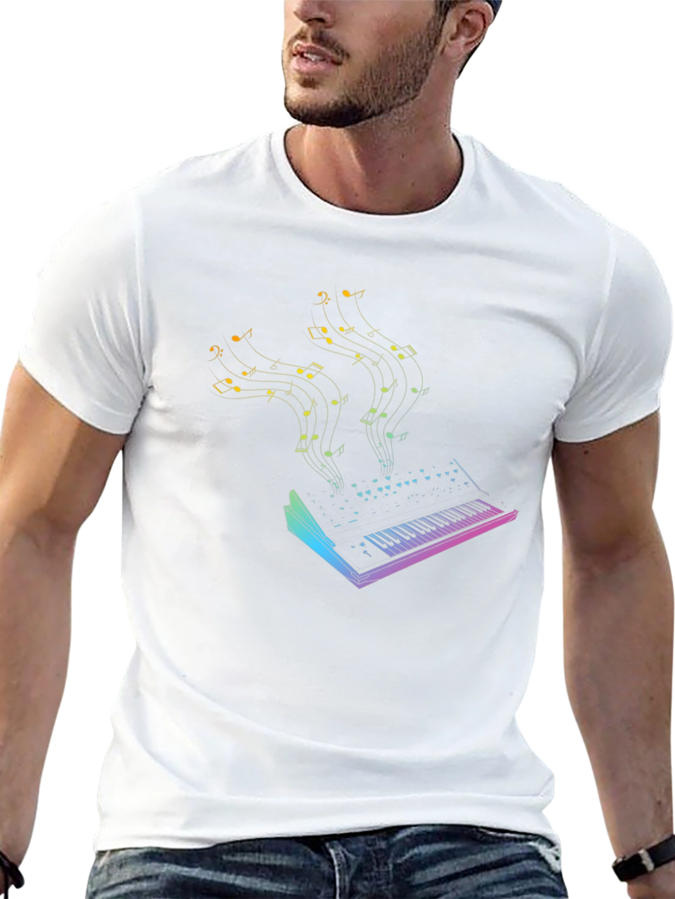 Music Synth Graphic Tee - Black