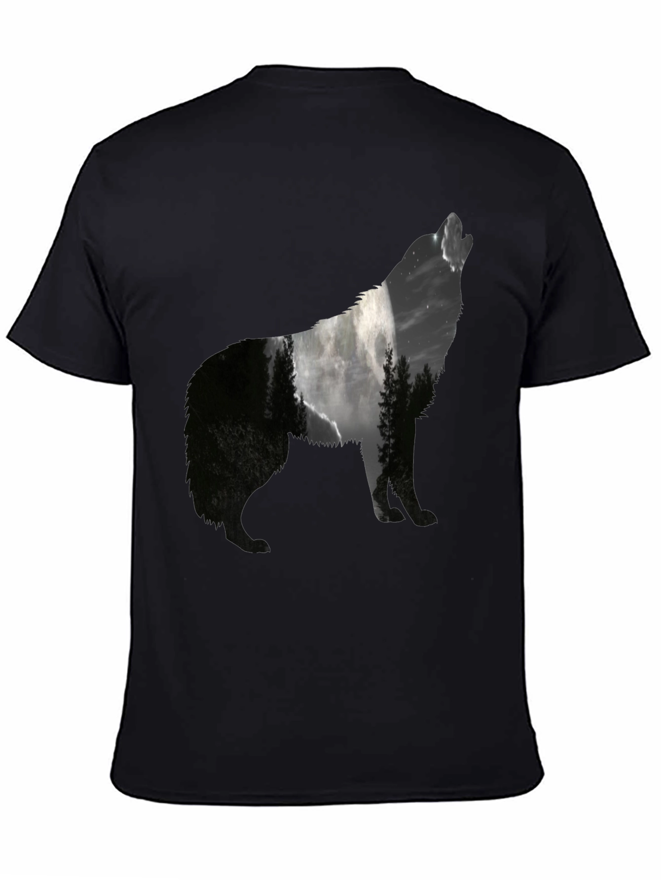 Wolf Silhouette Graphic Print T-Shirt