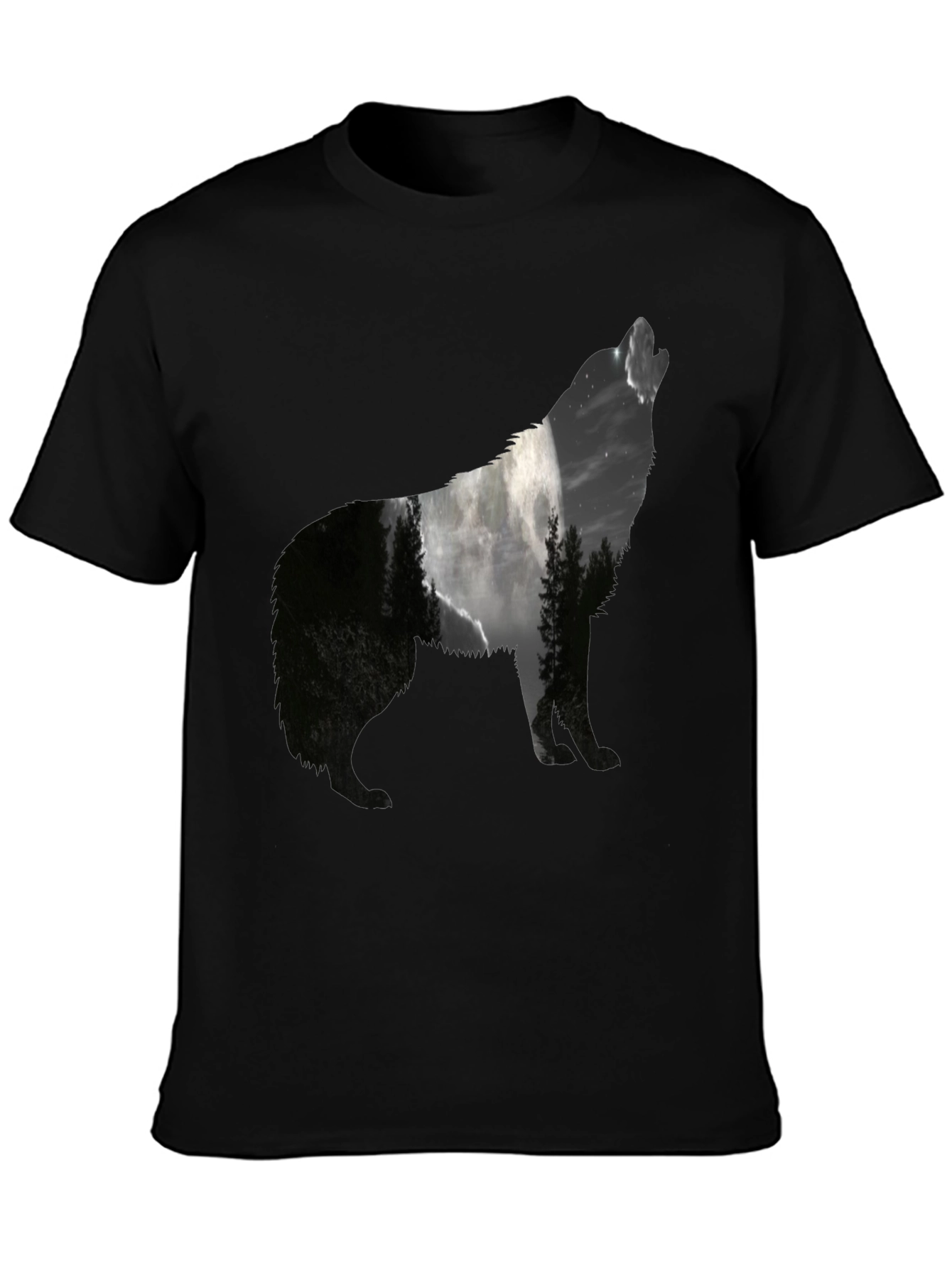Wolf Silhouette Graphic Print T-Shirt