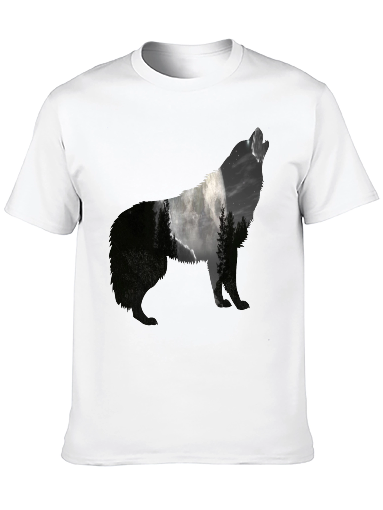 Wolf Silhouette Graphic Print T-Shirt