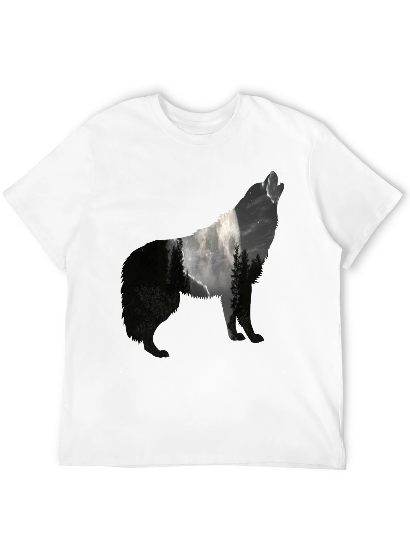 Wolf Silhouette Graphic Print T-Shirt