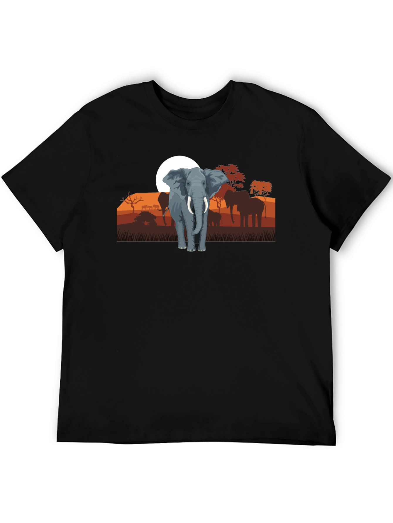 Elephant Sunset Graphic Tee - Wildlife Shirt