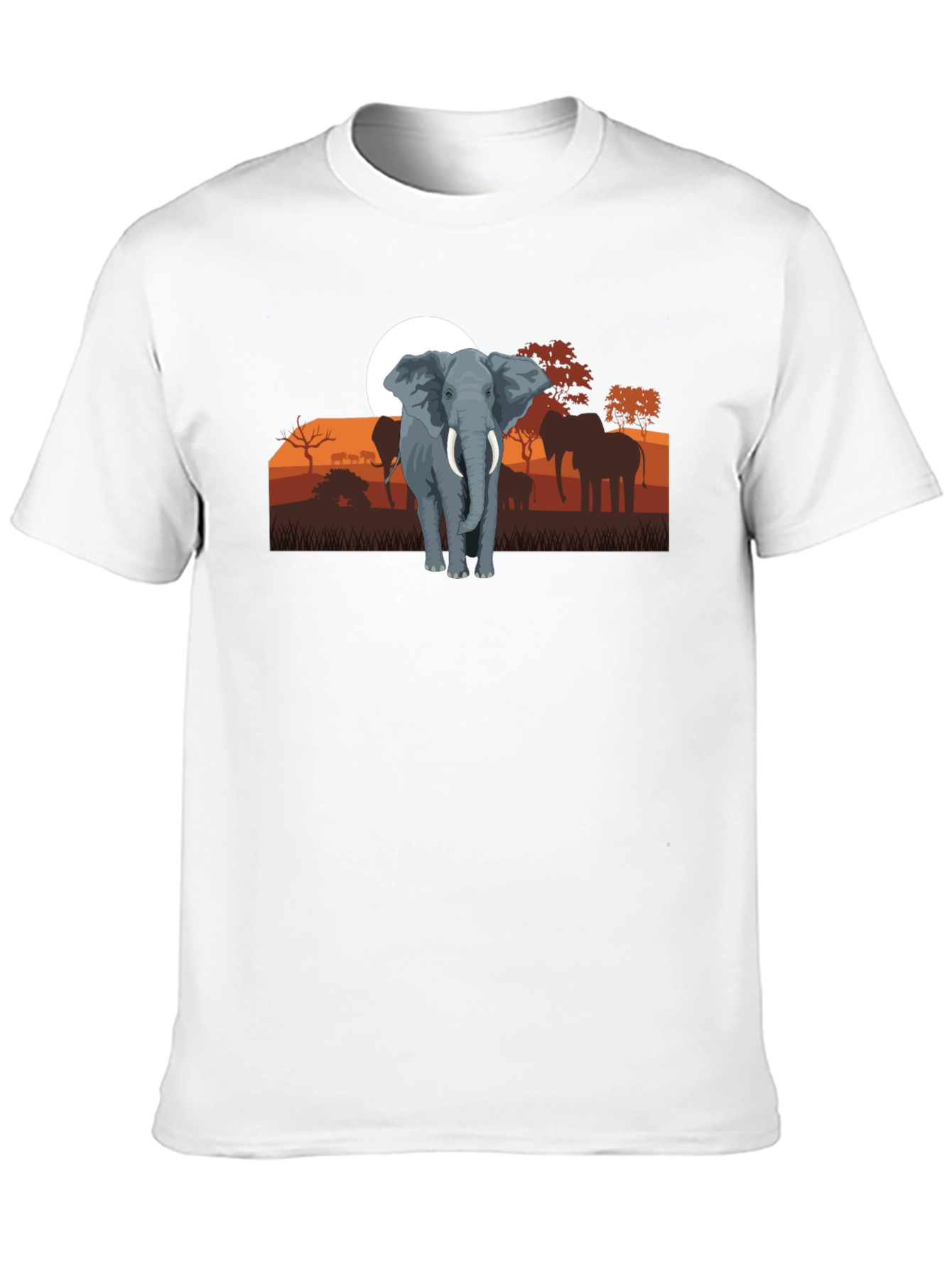 Elephant Sunset Graphic Tee - Wildlife Shirt