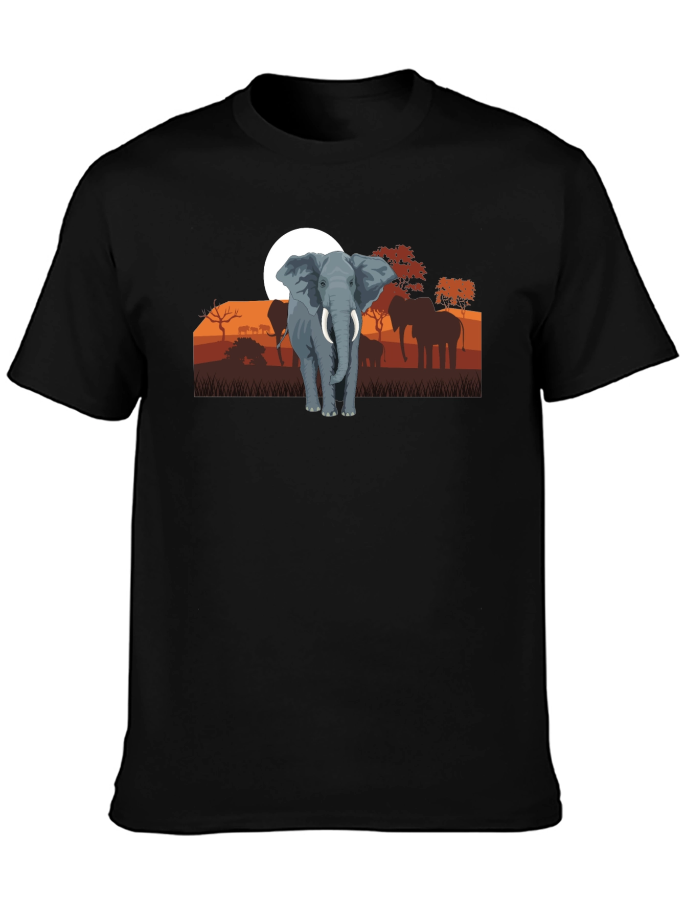 Elephant Sunset Graphic Tee - Wildlife Shirt